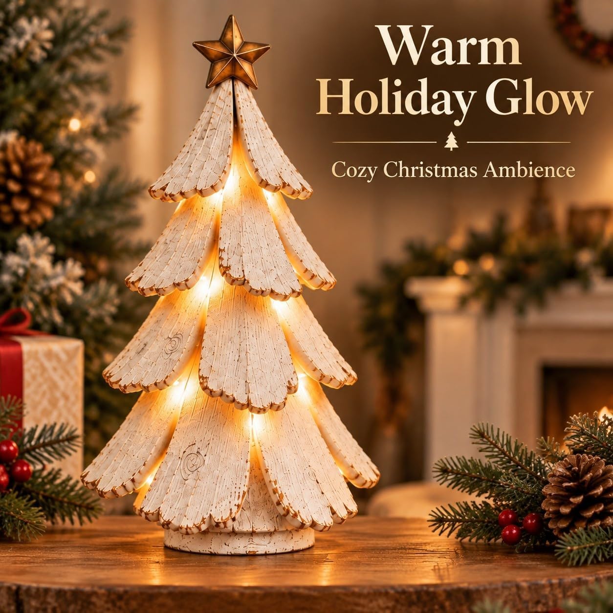 🎄🌙 Vintage Lighted Christmas Tree Figurine – Retro Holiday Glow Decor ✨