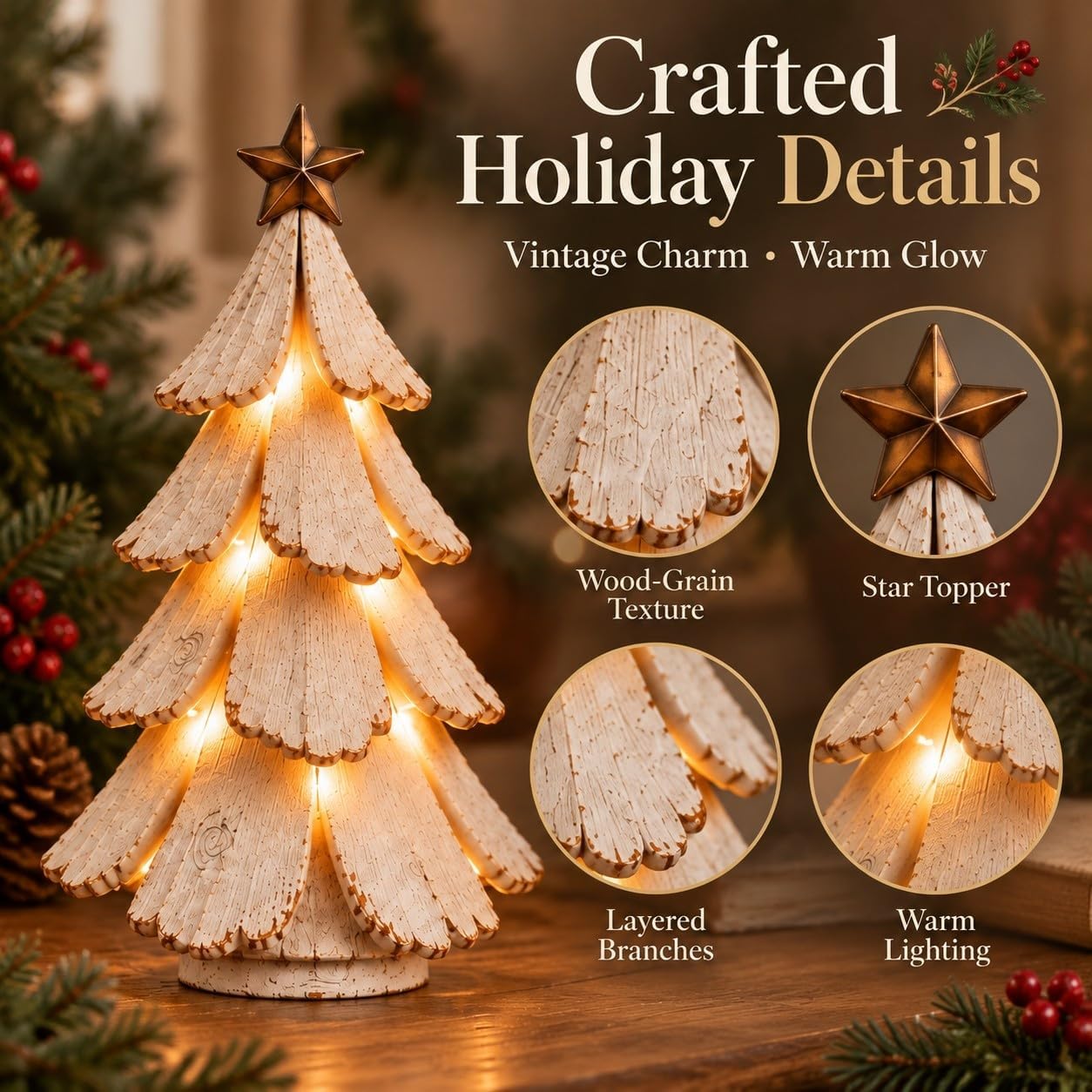 🎄🌙 Vintage Lighted Christmas Tree Figurine – Retro Holiday Glow Decor ✨