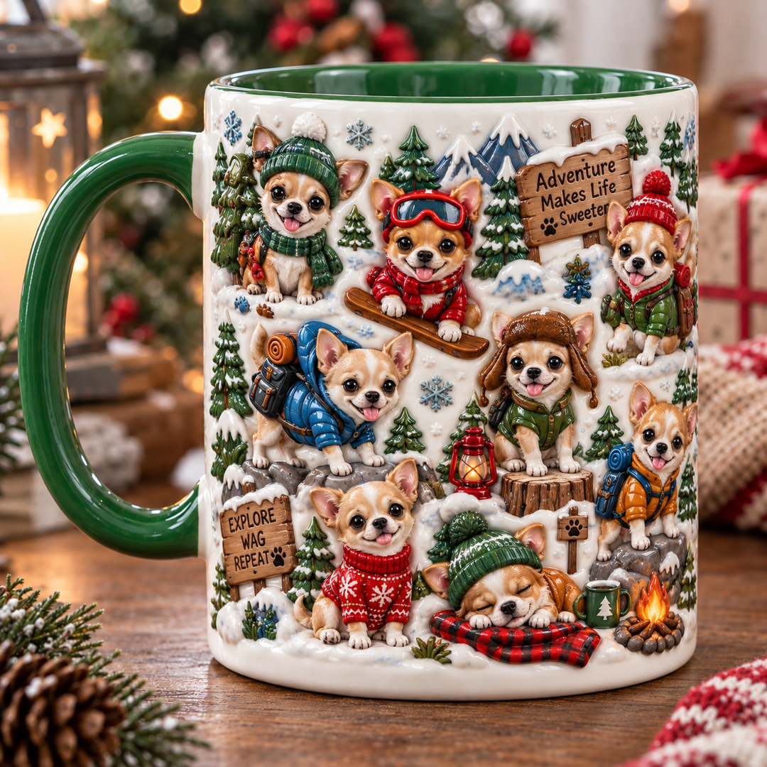 🐶 Chihuahua Cream Silly Moment Mug – 3D Effect Printed Accent Coffee Cup