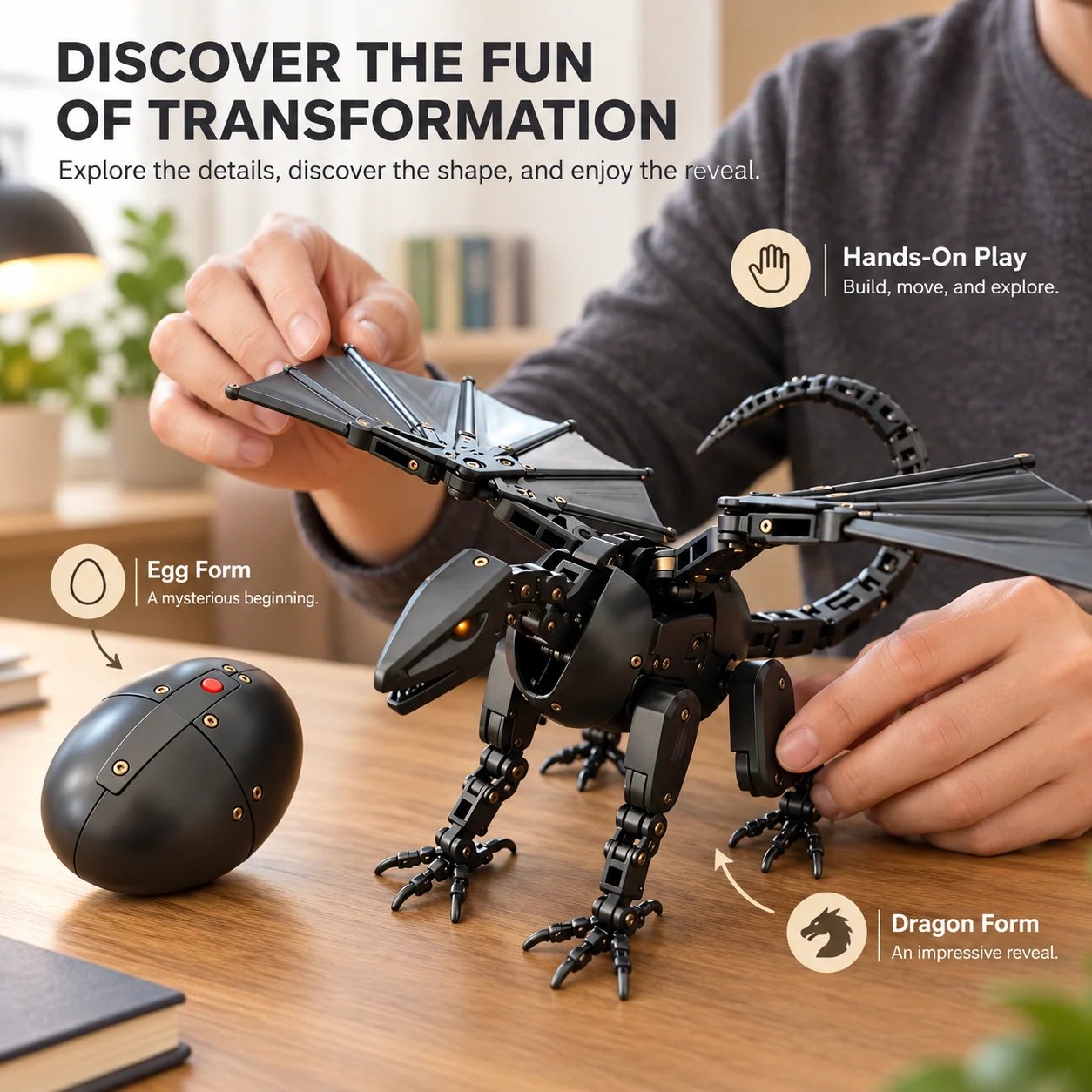 🐉 DragonMorph – Egg to Dragon Transforming Mechanical Toy Christmas gifts ⚡