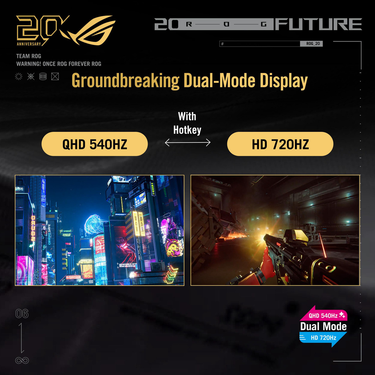 ROG 540Hz / 72OHz Dual-Mode Tandem OLED Gaming Monitor SCREEN HDR500 DISPLAY OLED DP+HDMI+USB