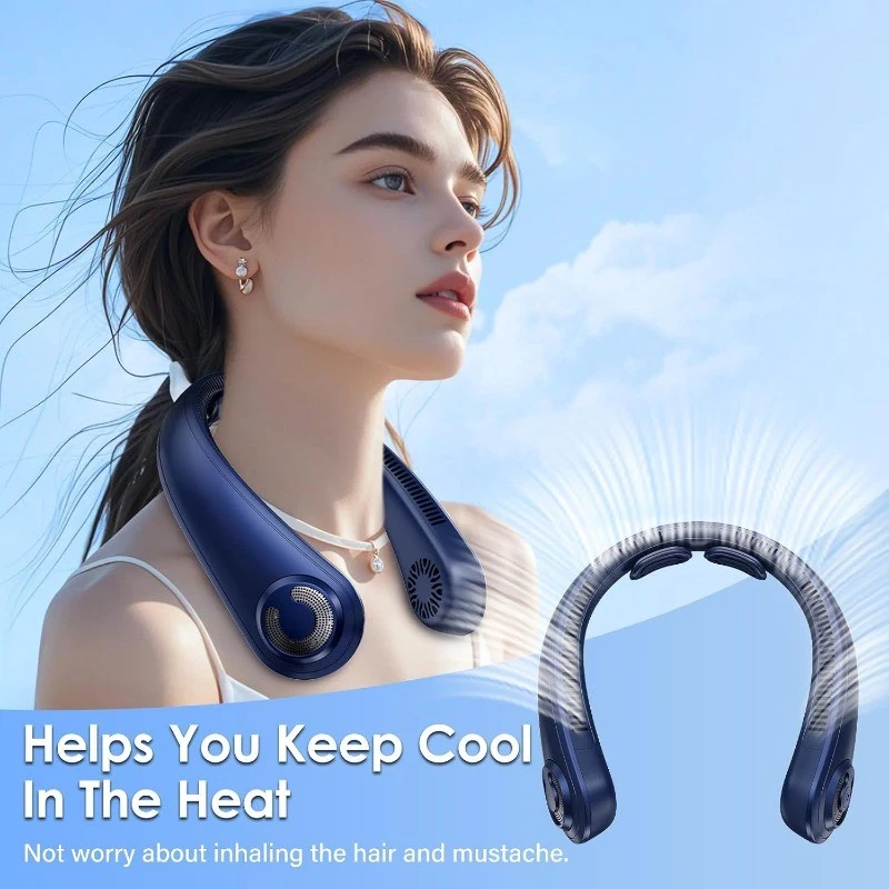 Portable Neck Fan W/ Neck Support 5 Speeds Lightweight Rechargeable Personal