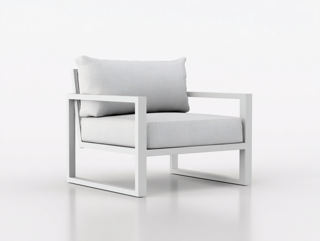 Lounge-Sessel 80x79x77 cm - Weiß/Hellbeige - geradliniger Rahmen mit weicher Polsterung für Wohnzimmer-Vivanonest