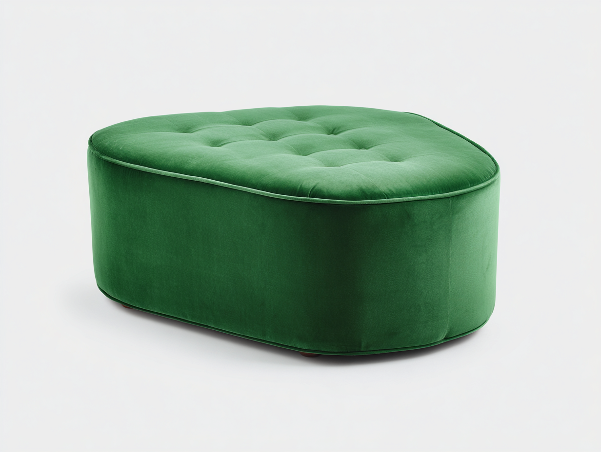 Pedal Polsterhocker 82x68x43 cm - Samt Grün - abgerundete Form mit Knopfheftung für Wohnzimmer-Vivanonest