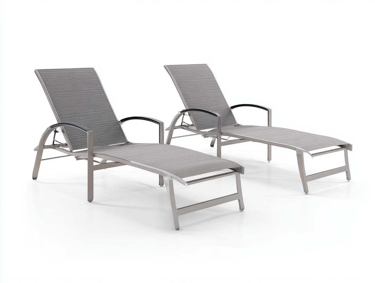 2er-Set Liegesessel aus Aluminium 192×68×101 cm – Silber/Grau/Schwarz – mit Armlehnen für Terrasse-Vivanonest
