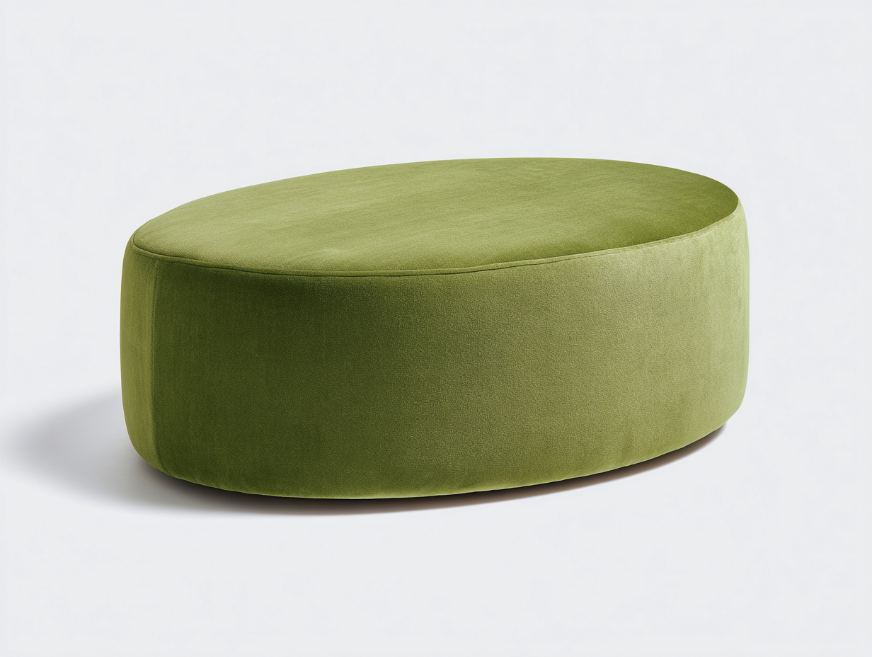 Pedal-Hocker aus Samt 85×55×38 cm – Olivgrün – ovale Fußauflage für Wohnzimmer-Vivanonest