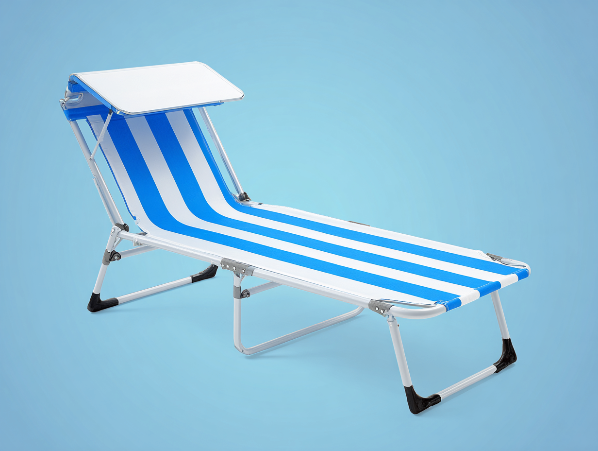 Liegesessel 190x58x92 cm - Aluminium Weiß und Stoff Blau - klappbar mit Sonnendach für Terrasse-Vivanonest