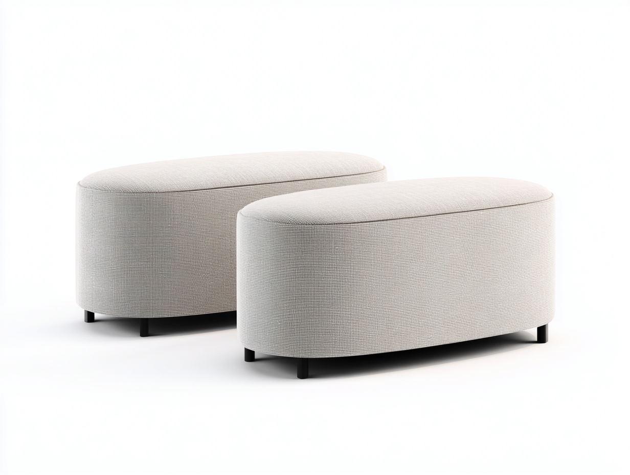 Pedal Polsterhocker 78x48x43 cm - Cremeweiß - 2er Set mit abgerundeter Form-Vivanonest