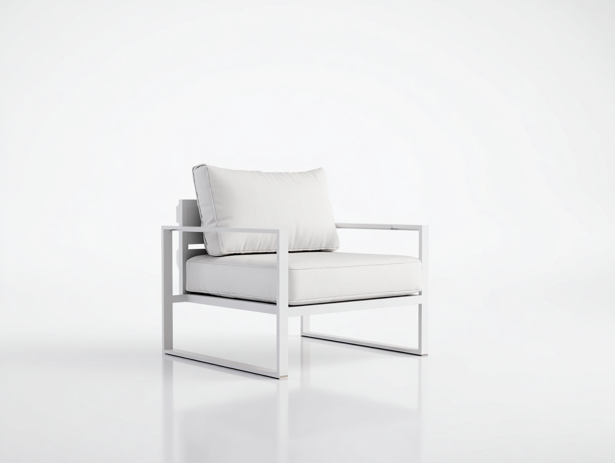 Lounge-Sessel aus Metall und Glattstoff 79×75×78 cm – Weiß/Hellgrau – kompakte Form für Wohnzimmer-Vivanonest