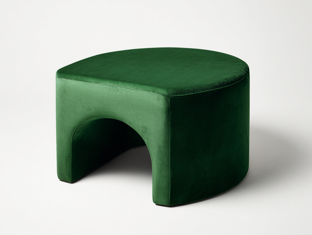 Pedal-Hocker aus Samt 55×50×45 cm – Dunkelgrün – Bogenöffnung für Wohnzimmer-Vivanonest