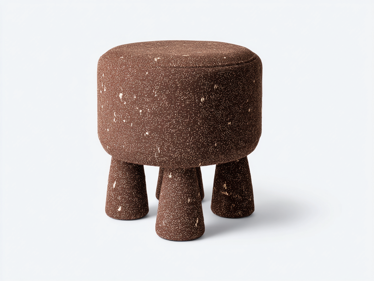 Pedale cilindrico 44×44×50 cm - tessuto mélange marrone e beige - seduta morbida con quattro gambe coniche per Camera Da Letto-Zazosadecor