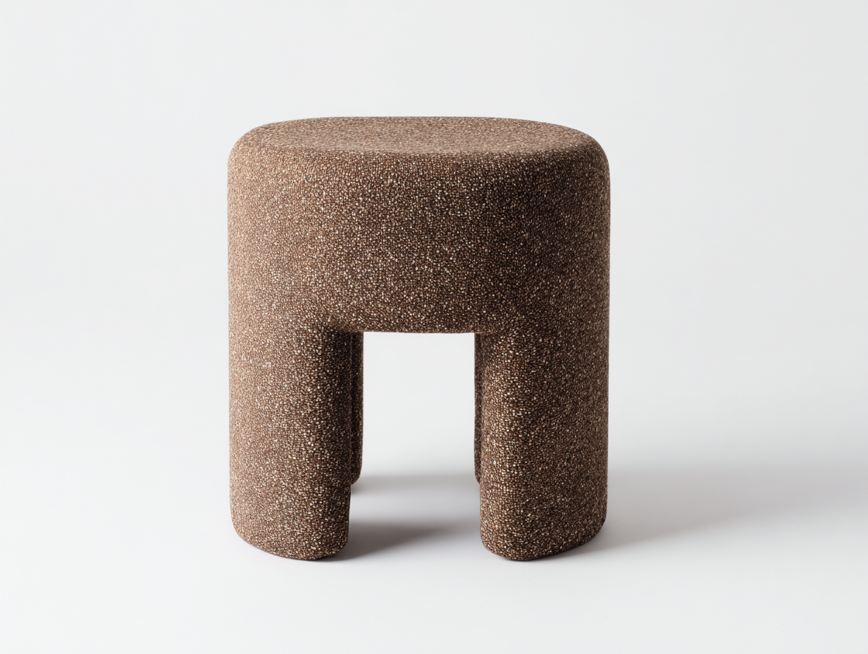 Pedale 46×42×47 cm - tessuto mélange marrone cacao beige - struttura imbottita con aperture inferiori per camera da letto-Zazosadecor