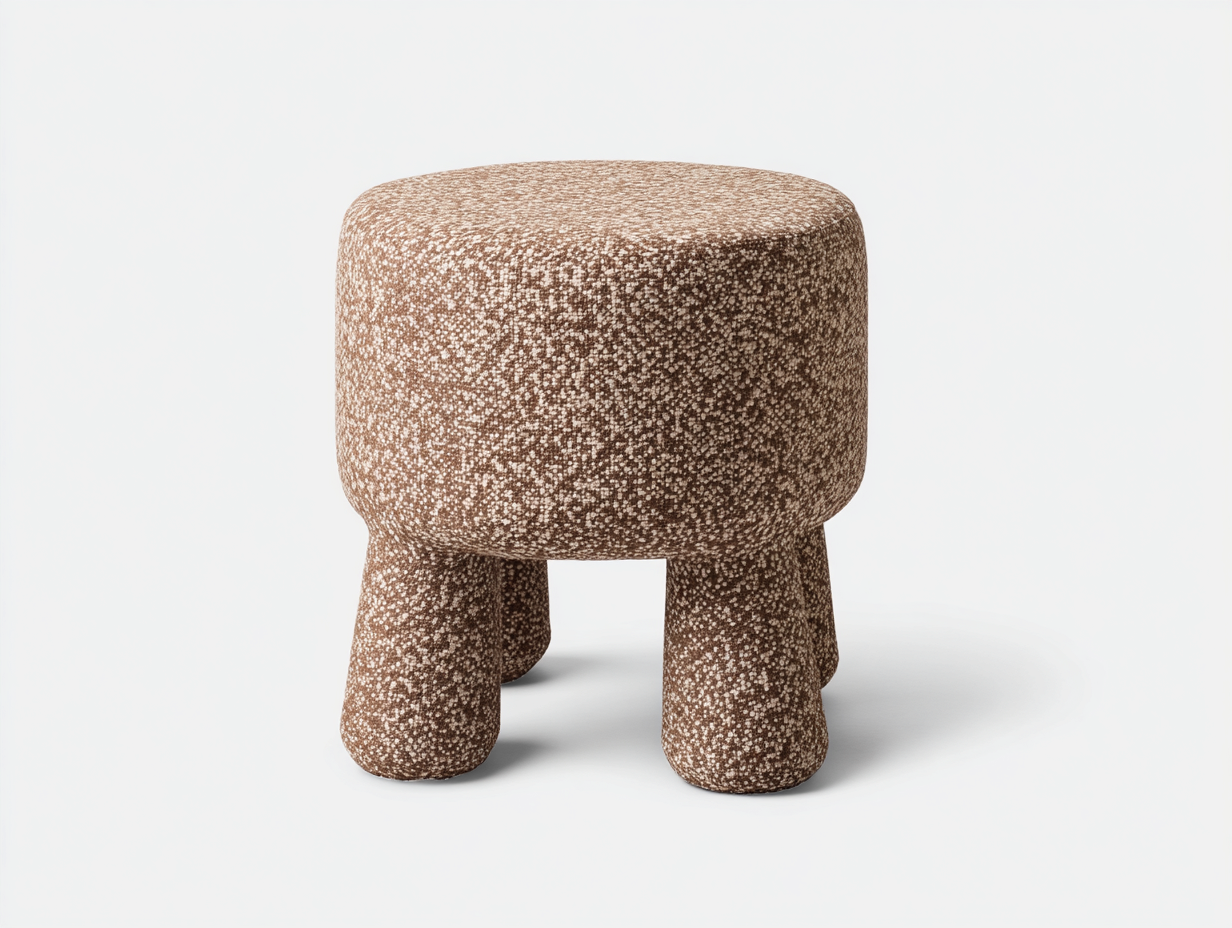 Pedale 46×46×47 cm - tessuto marrone crema - struttura compatta con quattro gambe arrotondate per camera da letto-Zazosadecor