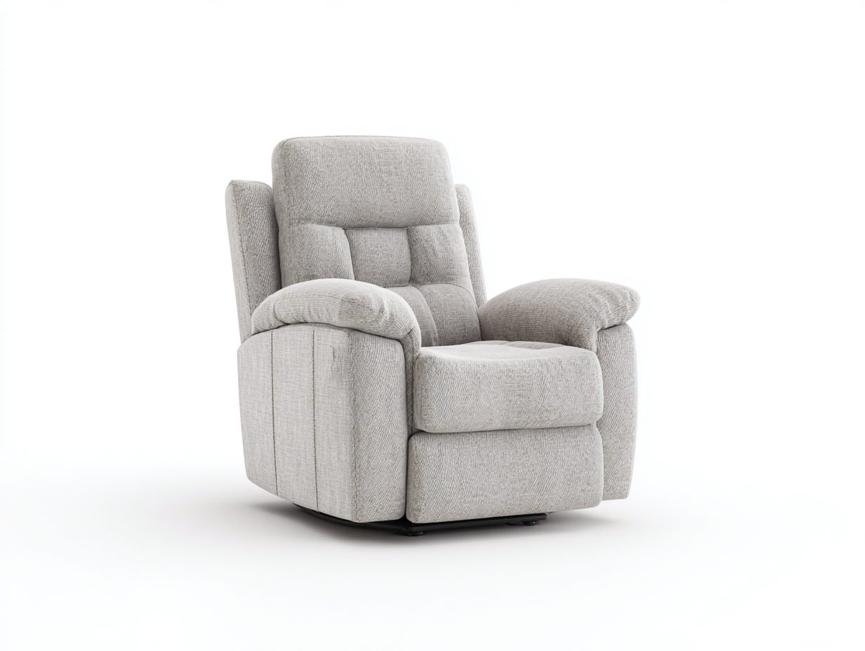 Poltrona relax reclinabile 82×88×101 cm - tessuto avorio - schienale alto imbottito per soggiorno-Zazosadecor