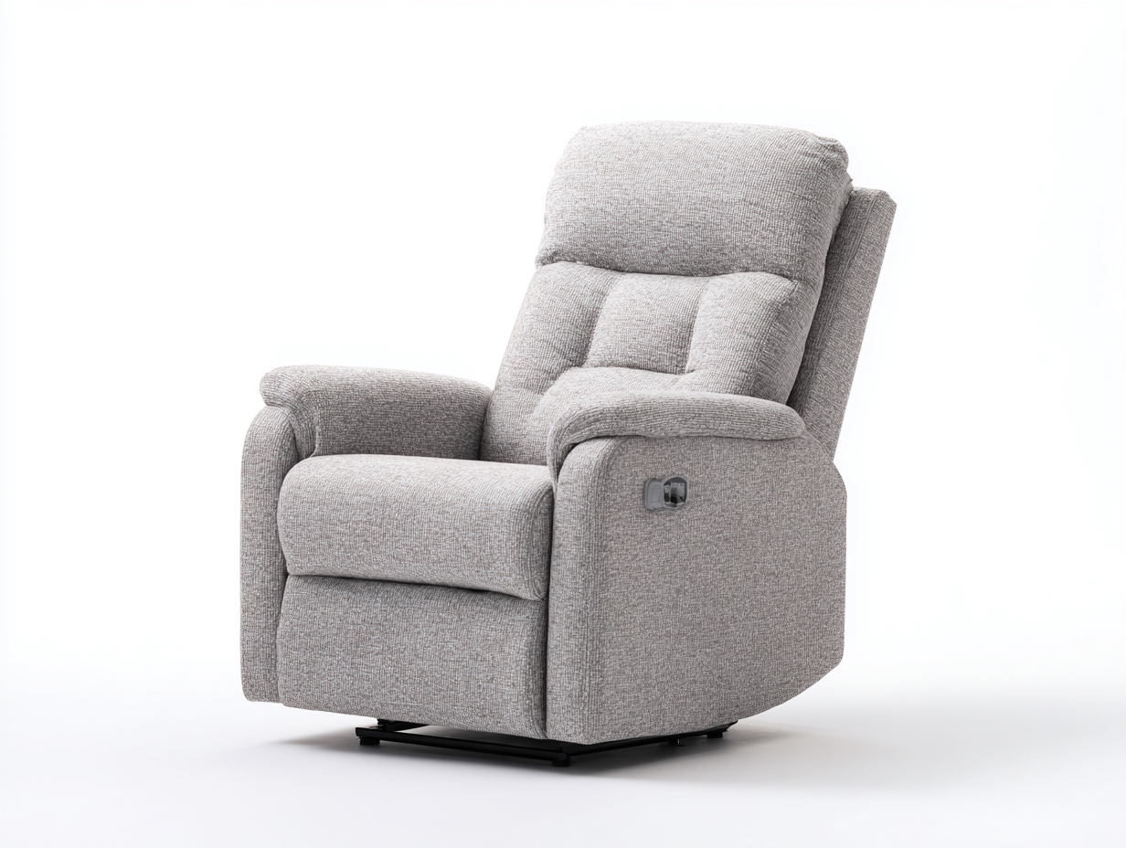Poltrona alzapersona 88×94×109 cm - tessuto grigio chiaro e telaio nero - comando elettrico laterale per soggiorno-Zazosadecor