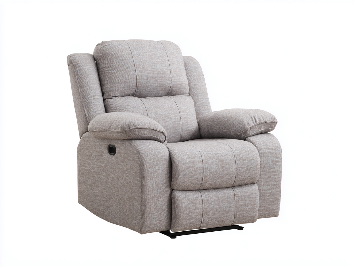 Poltrona reclinabile 90×96×105 cm - tessuto grigio perla e base nera - comando laterale con poggiagambe per soggiorno-Zazosadecor