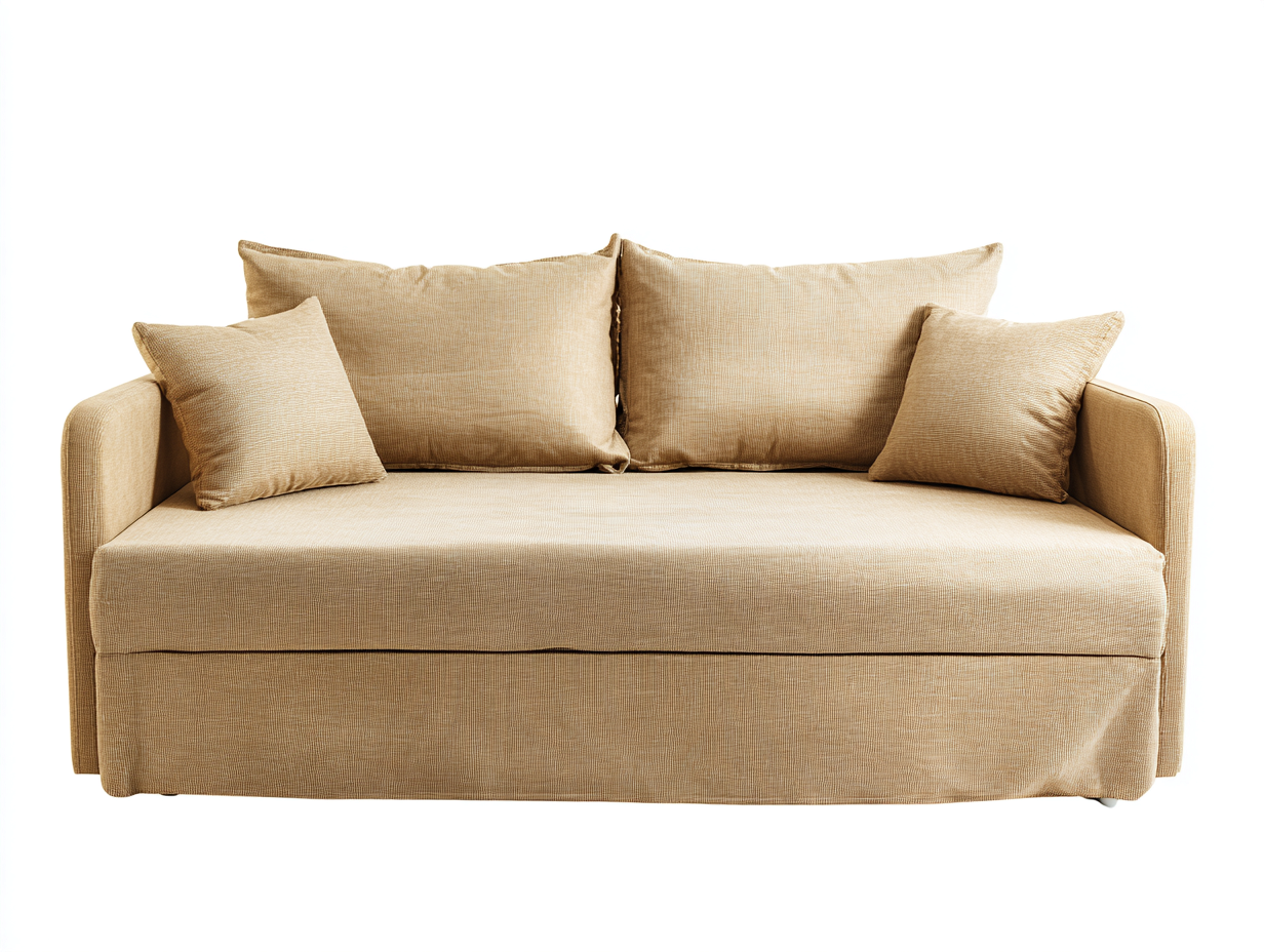 Divano Letto 208×92×88 cm - tessuto beige sabbia - letto estraibile con base rivestita per camera da letto-Sarovohome