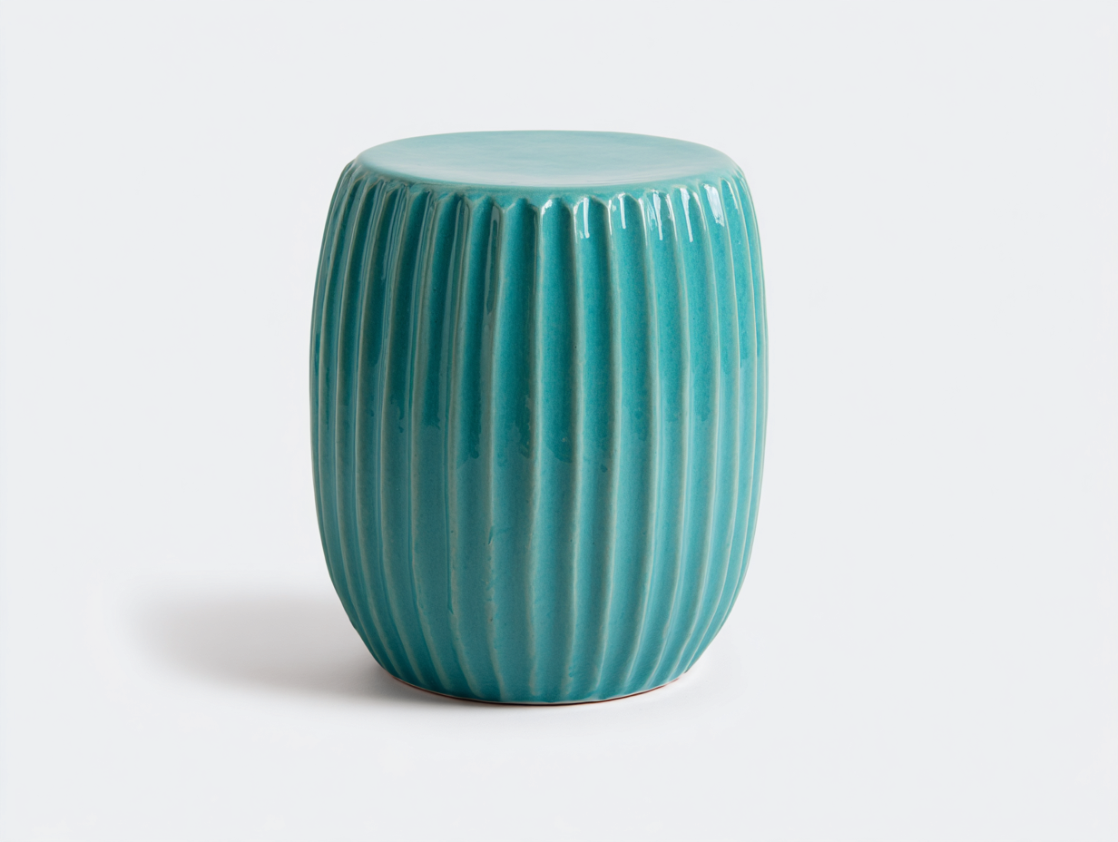 Pedale 41×41×46 cm - ceramica turchese acqua - forma bombata con coste verticali per camera da letto-Sarovohome