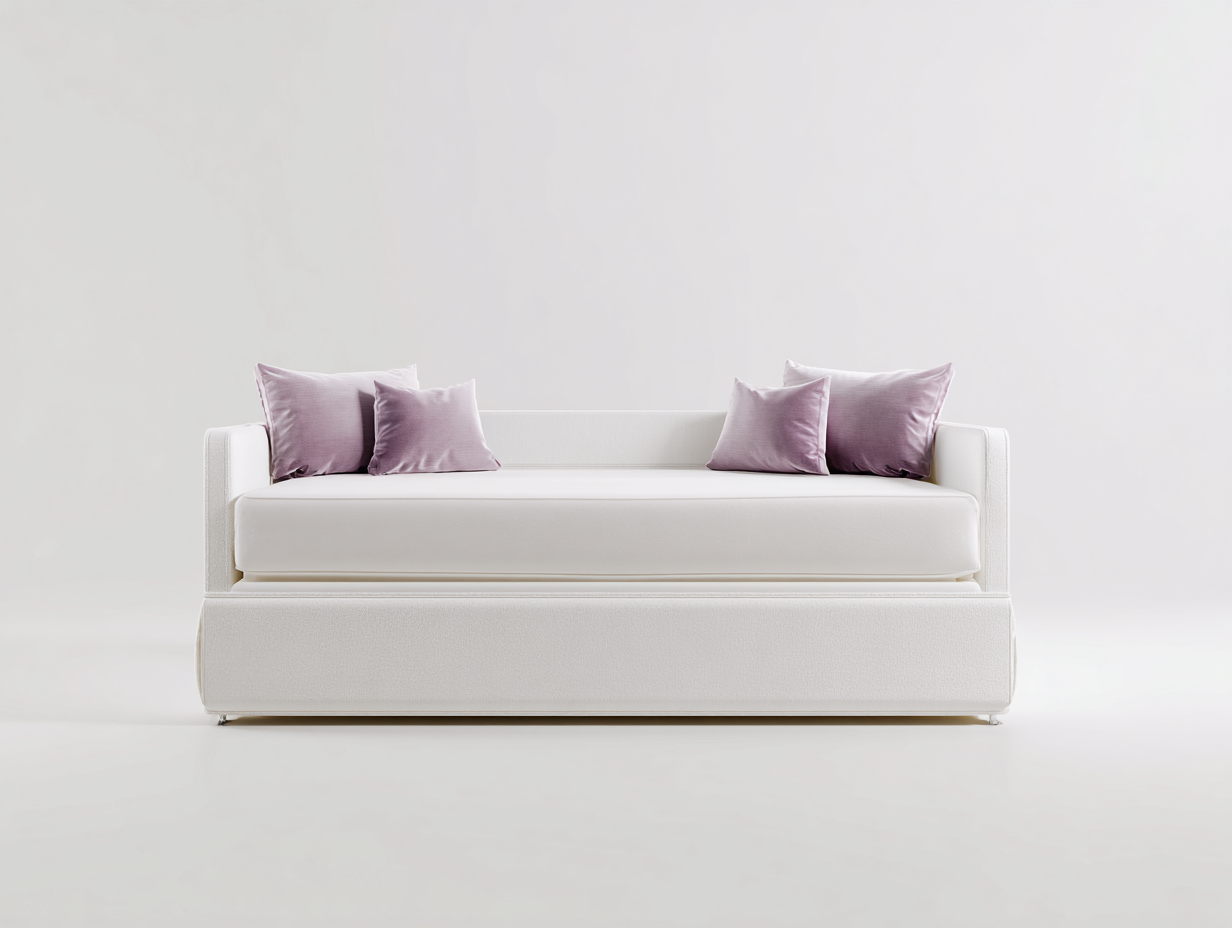 Divano Letto estraibile 210×102×91 cm - tessuto bianco e doppio piano letto - design lineare per Camera Da Letto-Sarovohome