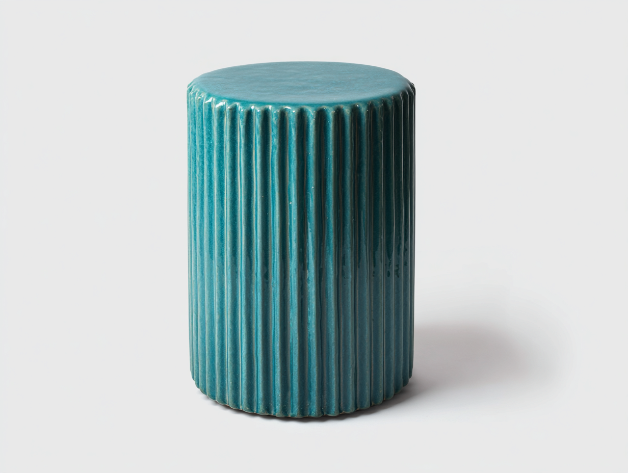 Pedale 38×38×49 cm - ceramica turchese petrolio - cilindro scanalato lucido per camera da letto-Sarovohome