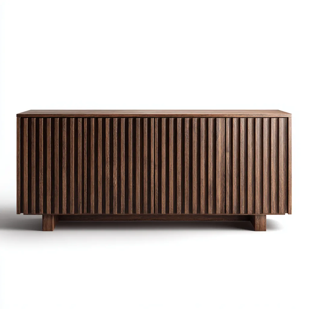 Aparador de comedor 170×42×78 cm - marrón oscuro - madera acanalada con almacenamiento cerrado-Sinovaliving