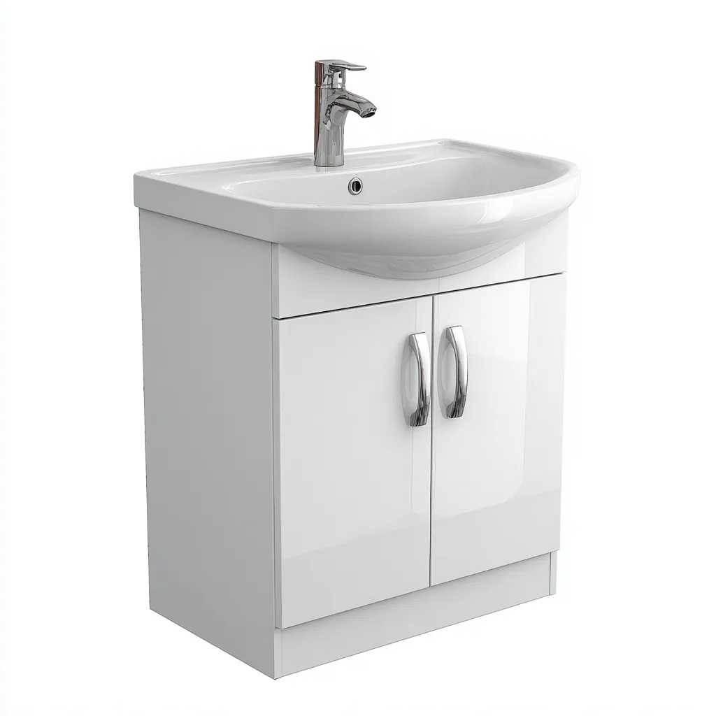 Mueble de baño con lavabo 60×45×84 cm - blanco - estilo compacto de frente liso-Sinovaliving