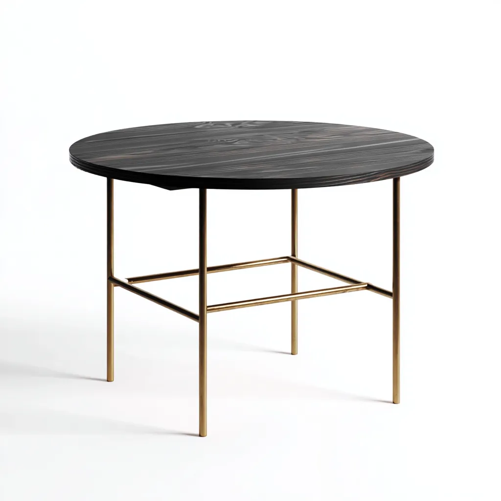 Mesa de comedor 110×110×75 cm - negro/dorado - madera y metal para comedor moderno-Sinovaliving