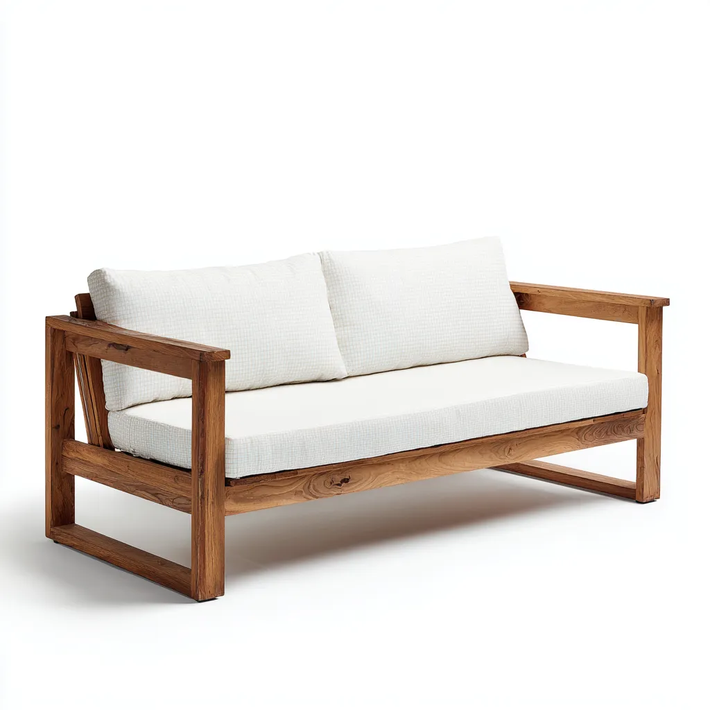Sofá de exterior 175×80×82 cm - madera marrón y blanco - estilo rústico de líneas abiertas-Sinovaliving