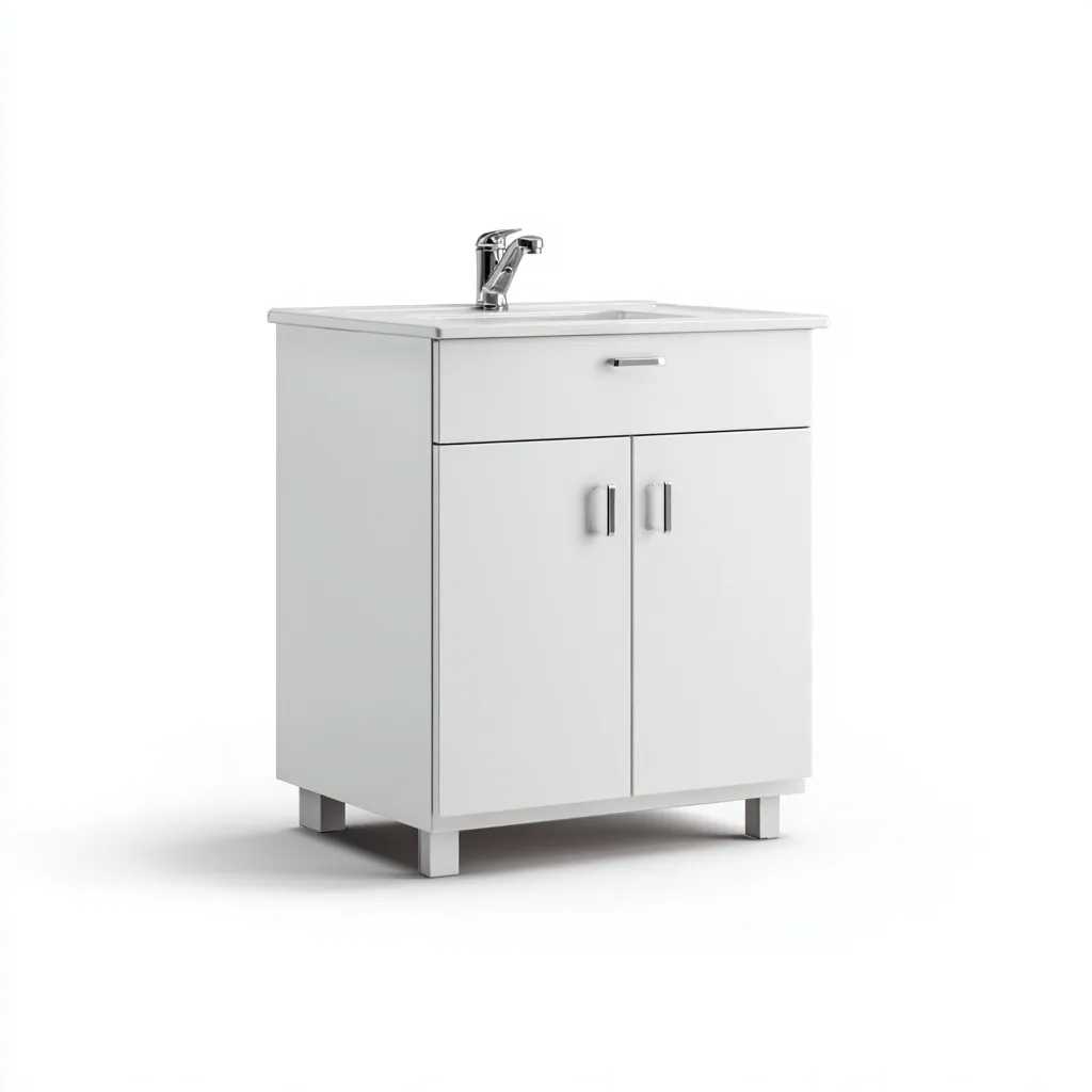 Lavabo de baño 60×46×86 cm - blanco - con mueble de almacenaje para baño-Sinovaliving