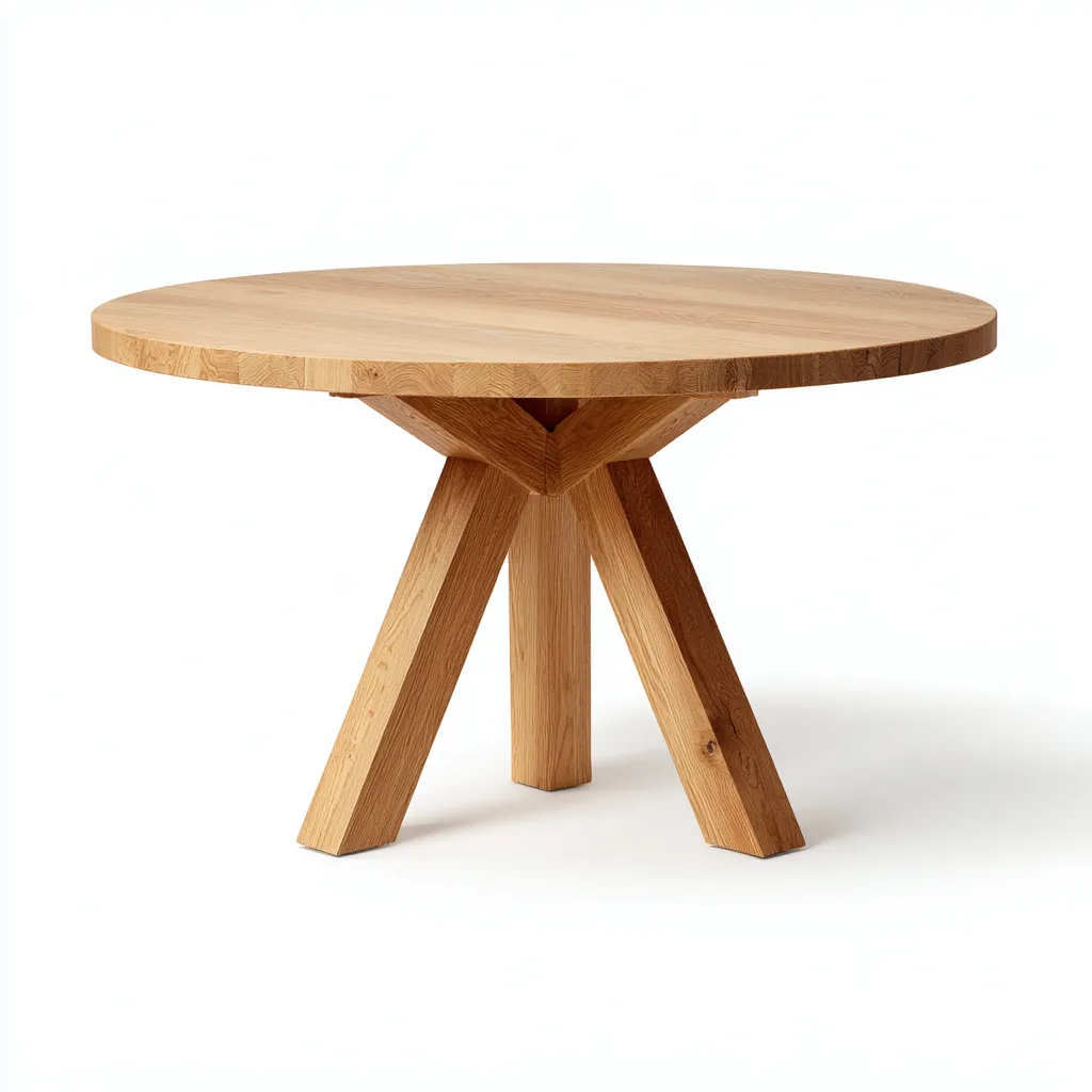 Comedor Mesa de comedor redonda de madera 135x135x75 cm - roble claro - base central geométrica-Sinovaliving