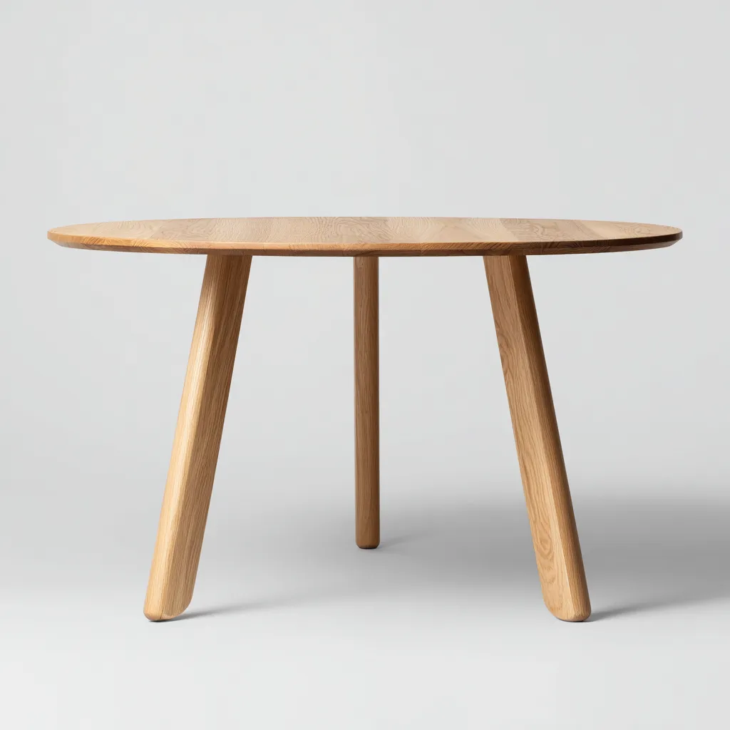 Comedor Mesa de comedor redonda de madera 130x130x75 cm - roble claro - diseño nórdico de líneas suaves-Sinovaliving