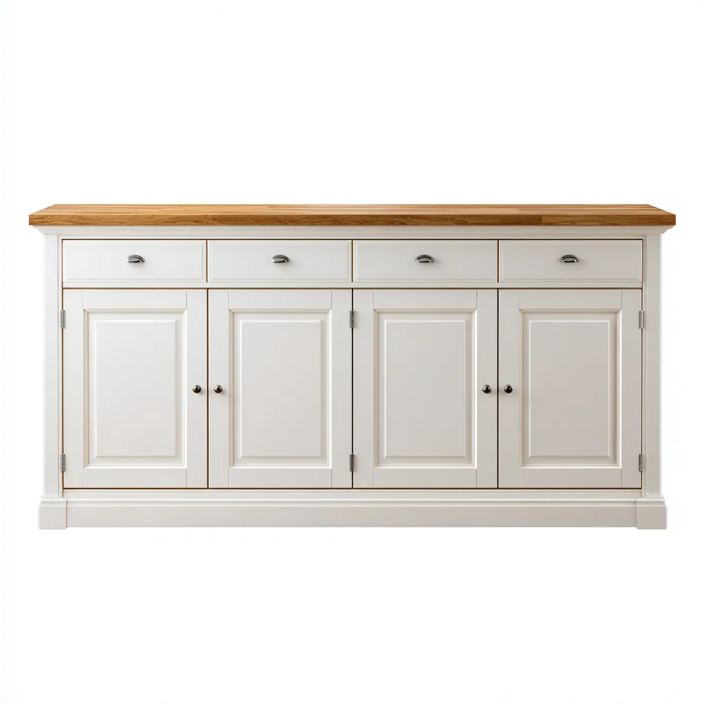 Comedor Aparador de madera 180x45x85 cm - blanco y natural - almacenaje clásico para comedor-Sinovaliving