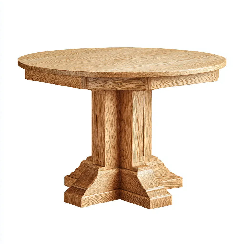 Mesa de comedor redonda de madera 120×120×76 cm - natural - pedestal clásico para comedor-Sinovaliving