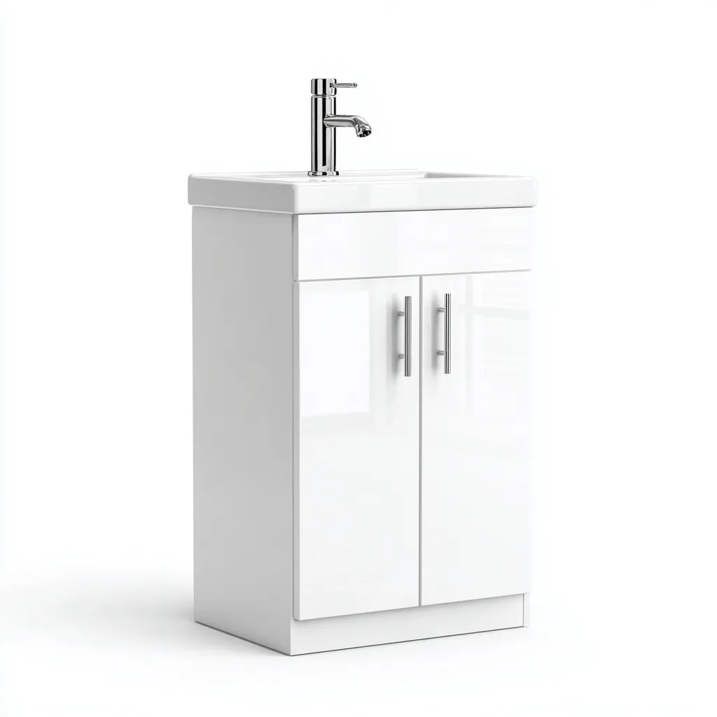Lavabo de baño con mueble 60×45×82 cm - blanco - compacto y funcional para baño-Sinovaliving