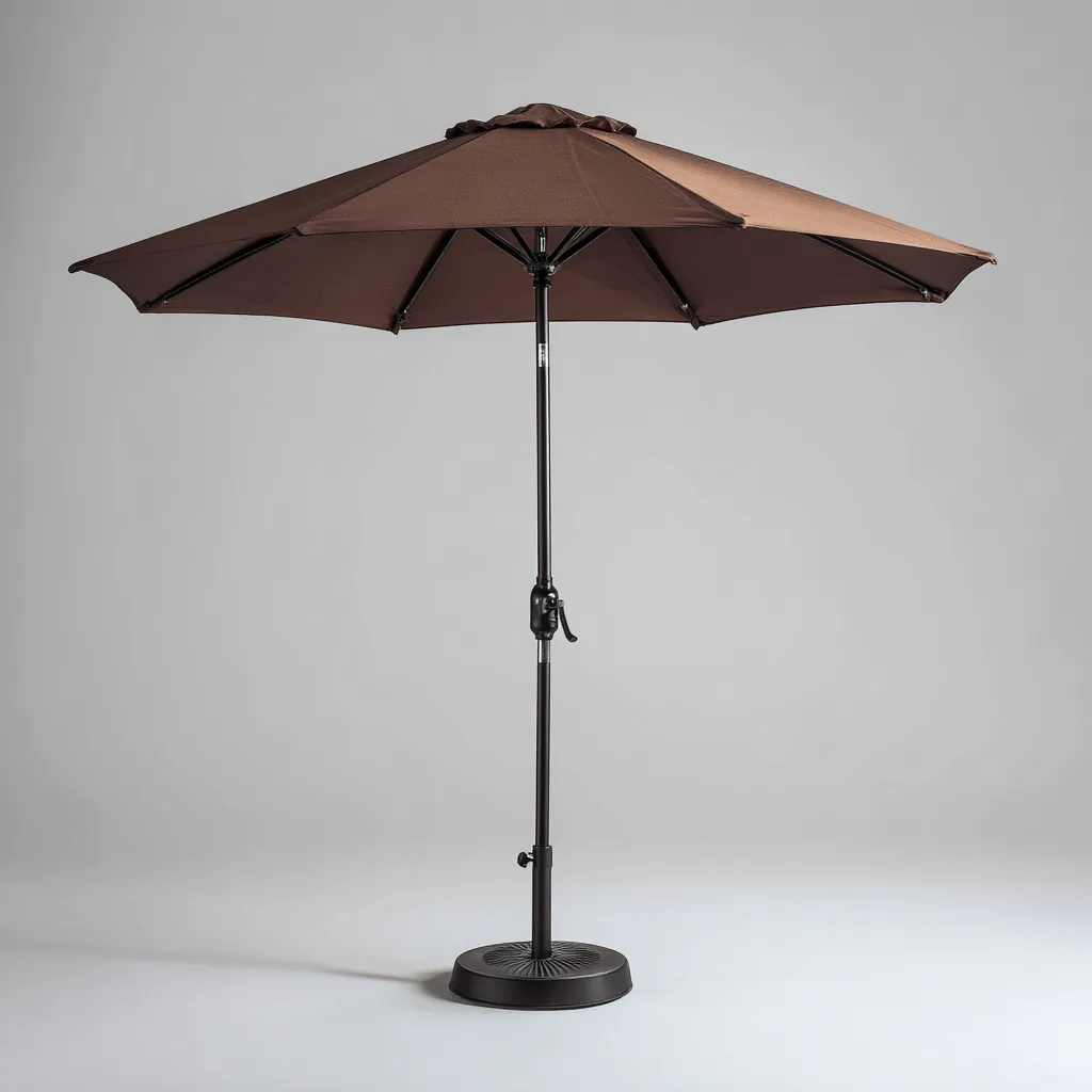 Sombrilla grande para exteriores 300×300×250 cm - marrón/negro - apertura con manivela para terraza y jardín-Sinovaliving