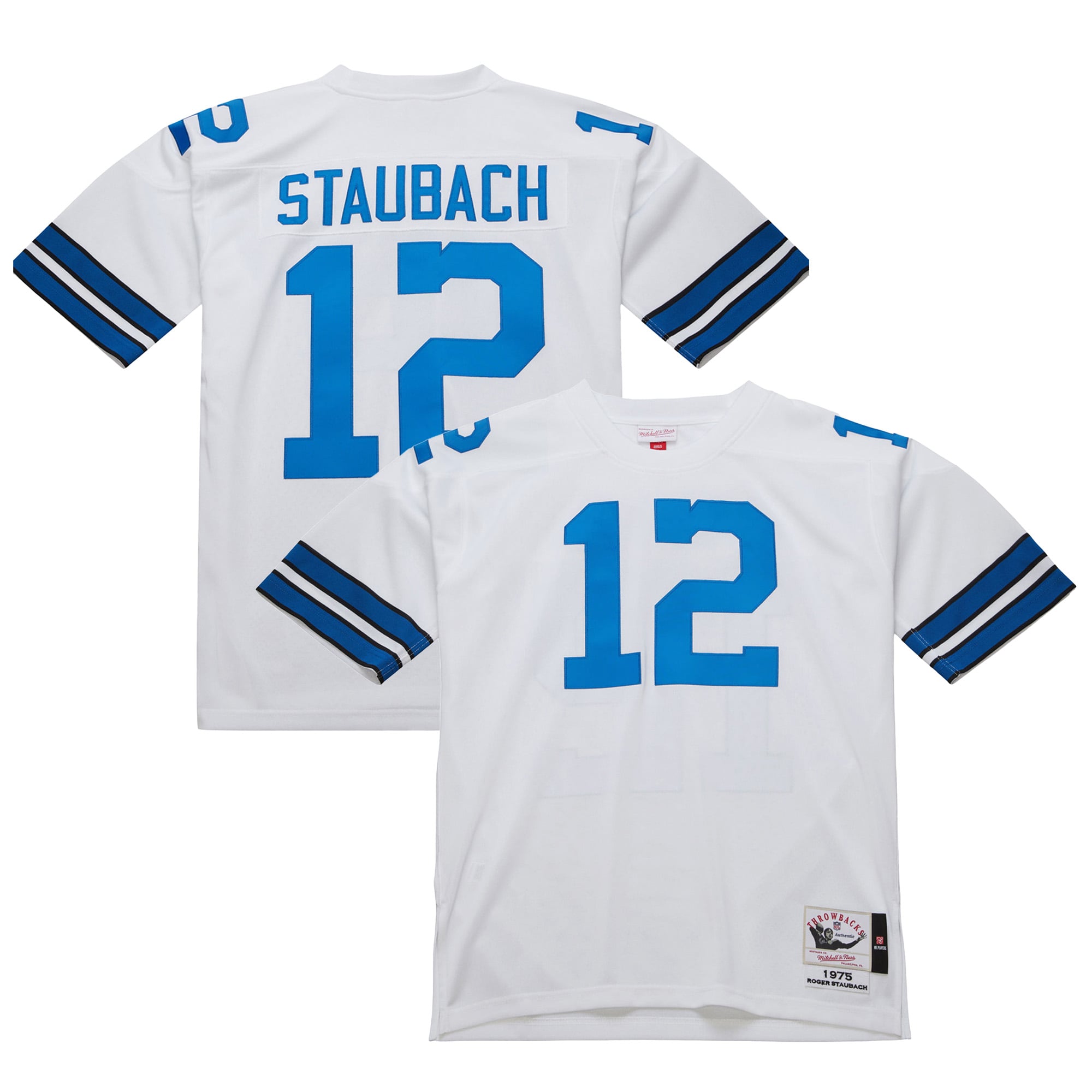 Roger Staubach Mitchell Dallas Cowboys Player Jersey White NFL Football Fan Wear Roger Staubach Mitchell