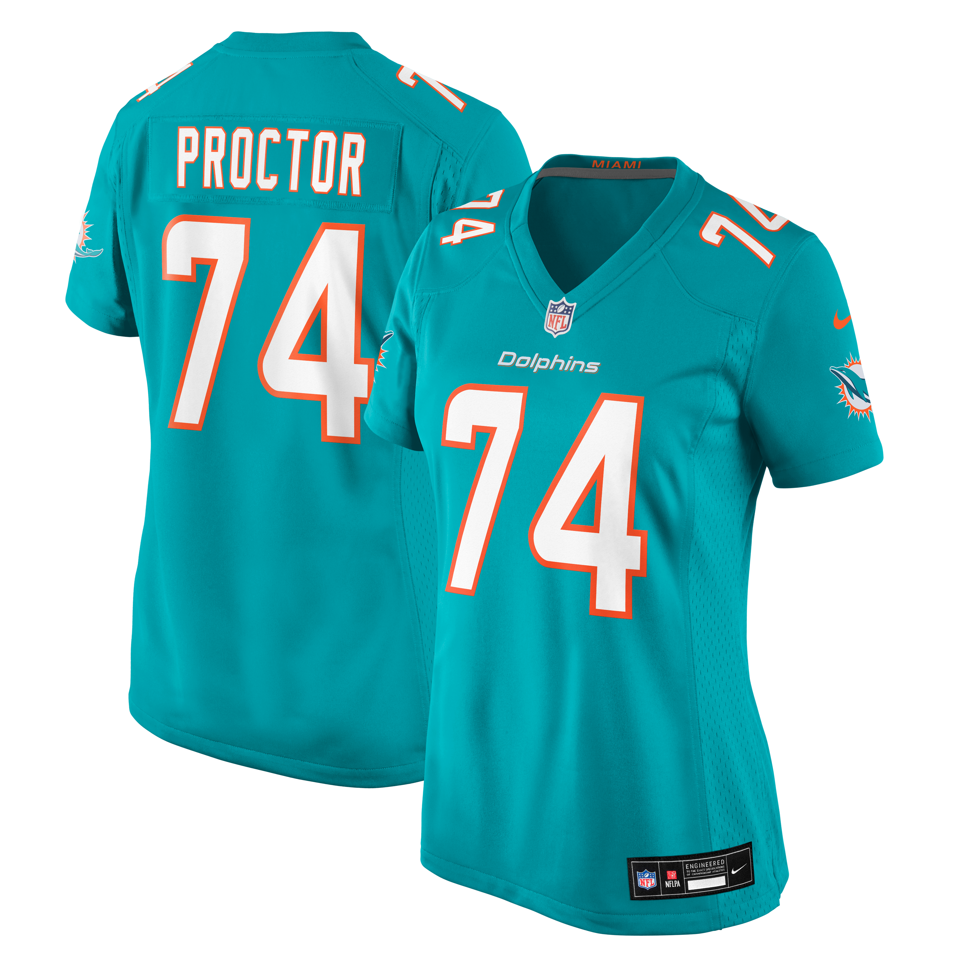 Kayden Proctor Round Miami Dolphins Game Jersey No.12 Aqua NFL Football Fan Wear Kayden Proctor Round