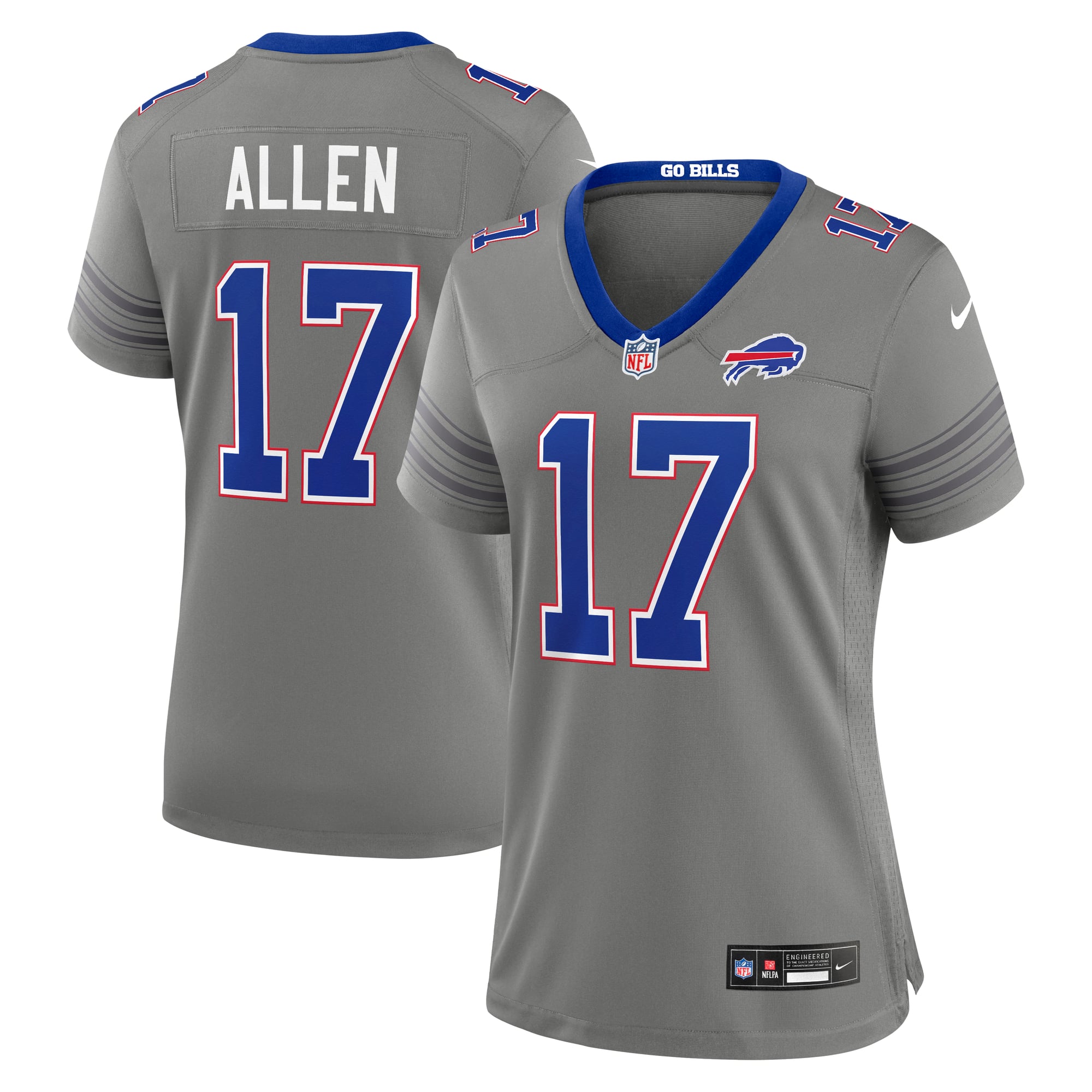 Josh Allen Buffalo Bills Game Jersey Gray NFL Football Fan Wear Josh Allen