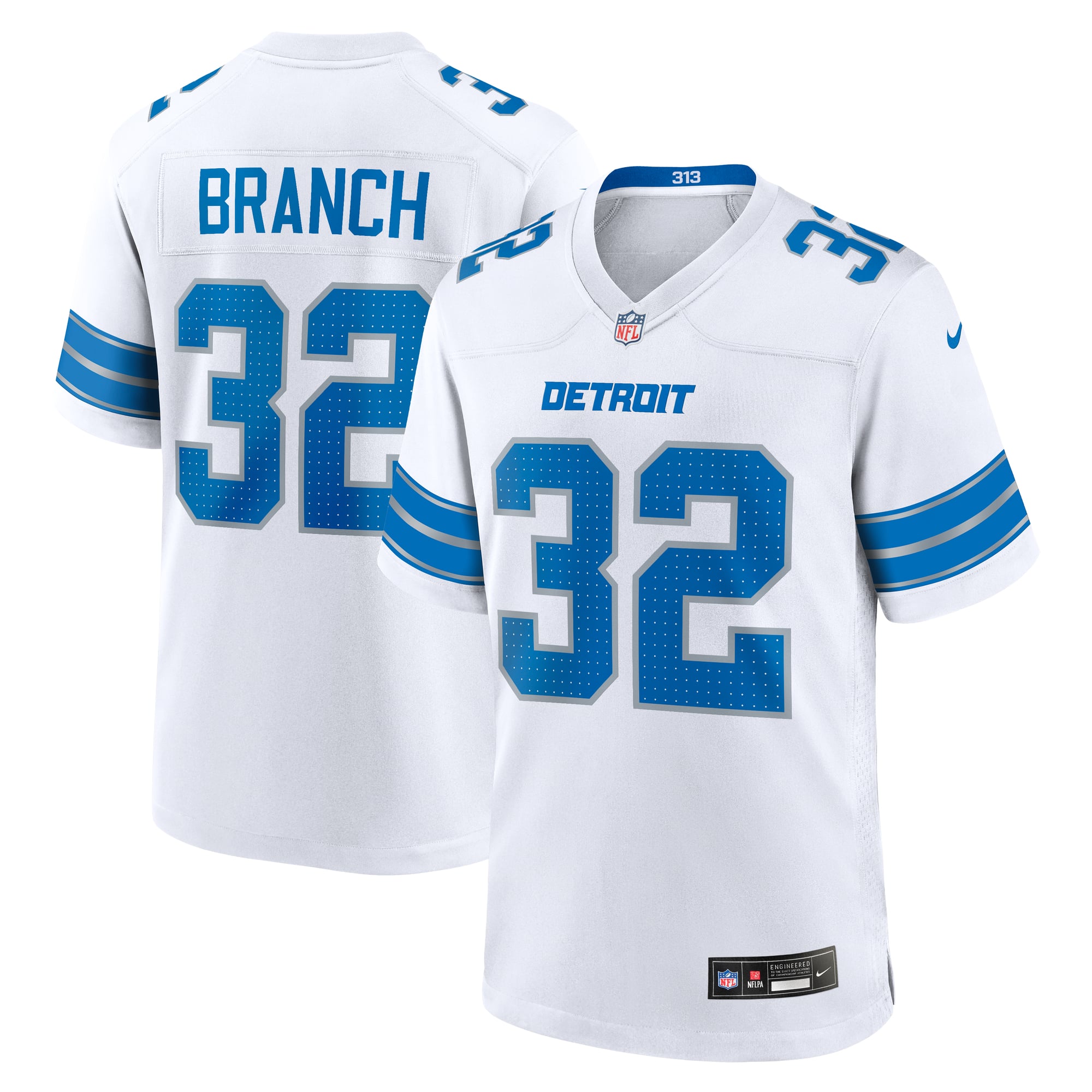 Brian Branch Detroit Lions Game Jersey White NFL Football Fan Wear Brian Branch