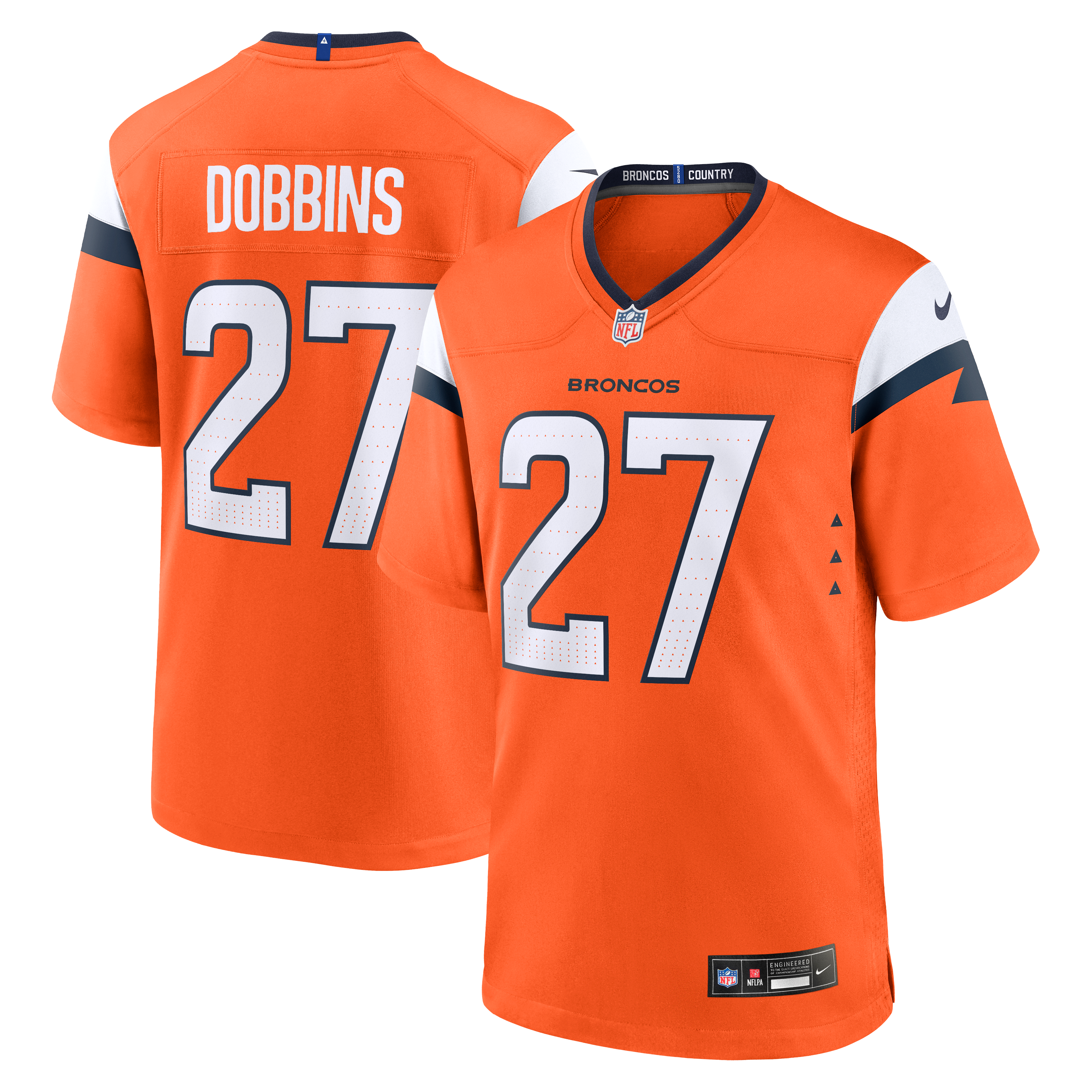 JK Dobbins Denver Broncos Game Jersey Orange NFL Football Fan Wear