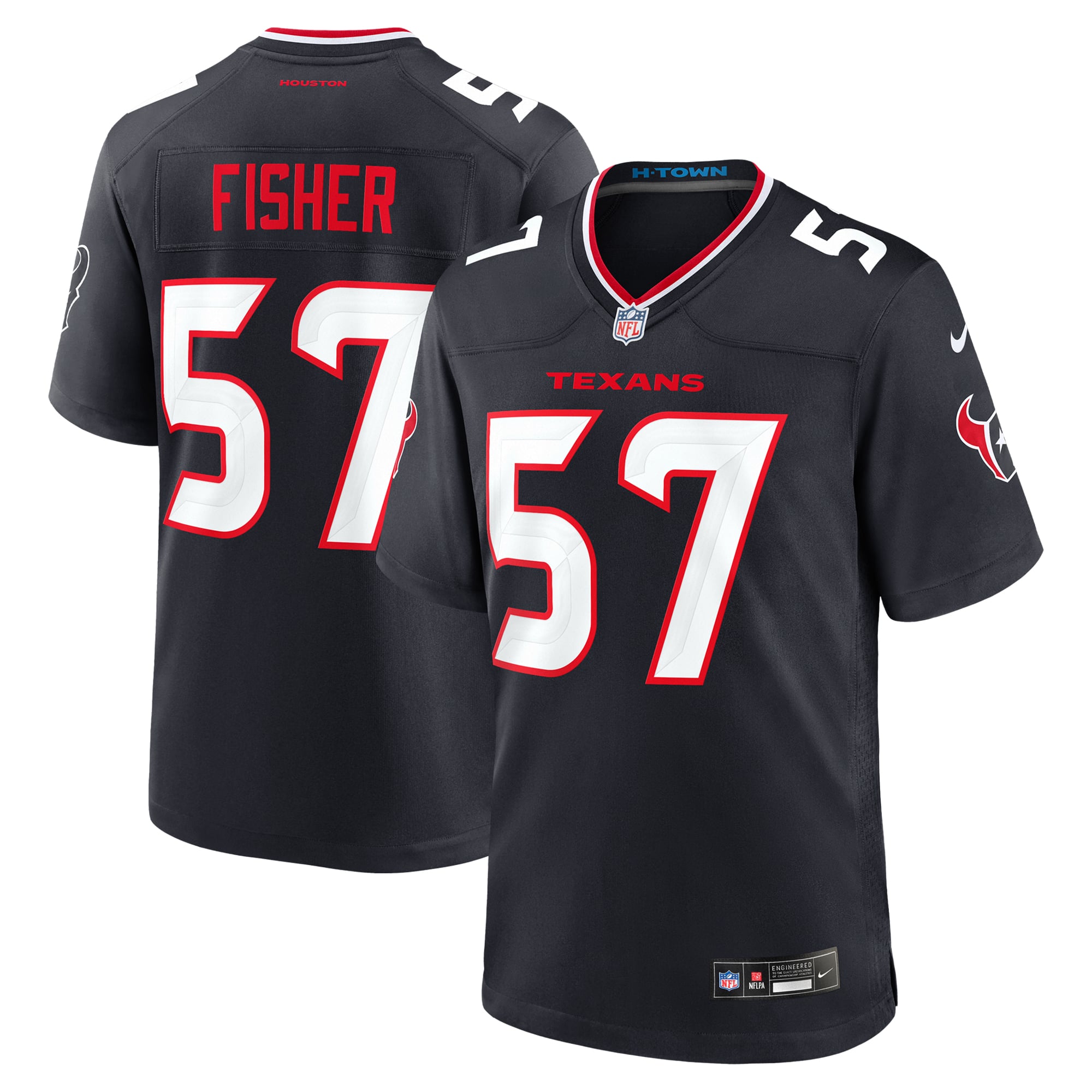 Blake Fisher Houston Texans Game Jersey Navy NFL Football Fan Wear Blake Fisher
