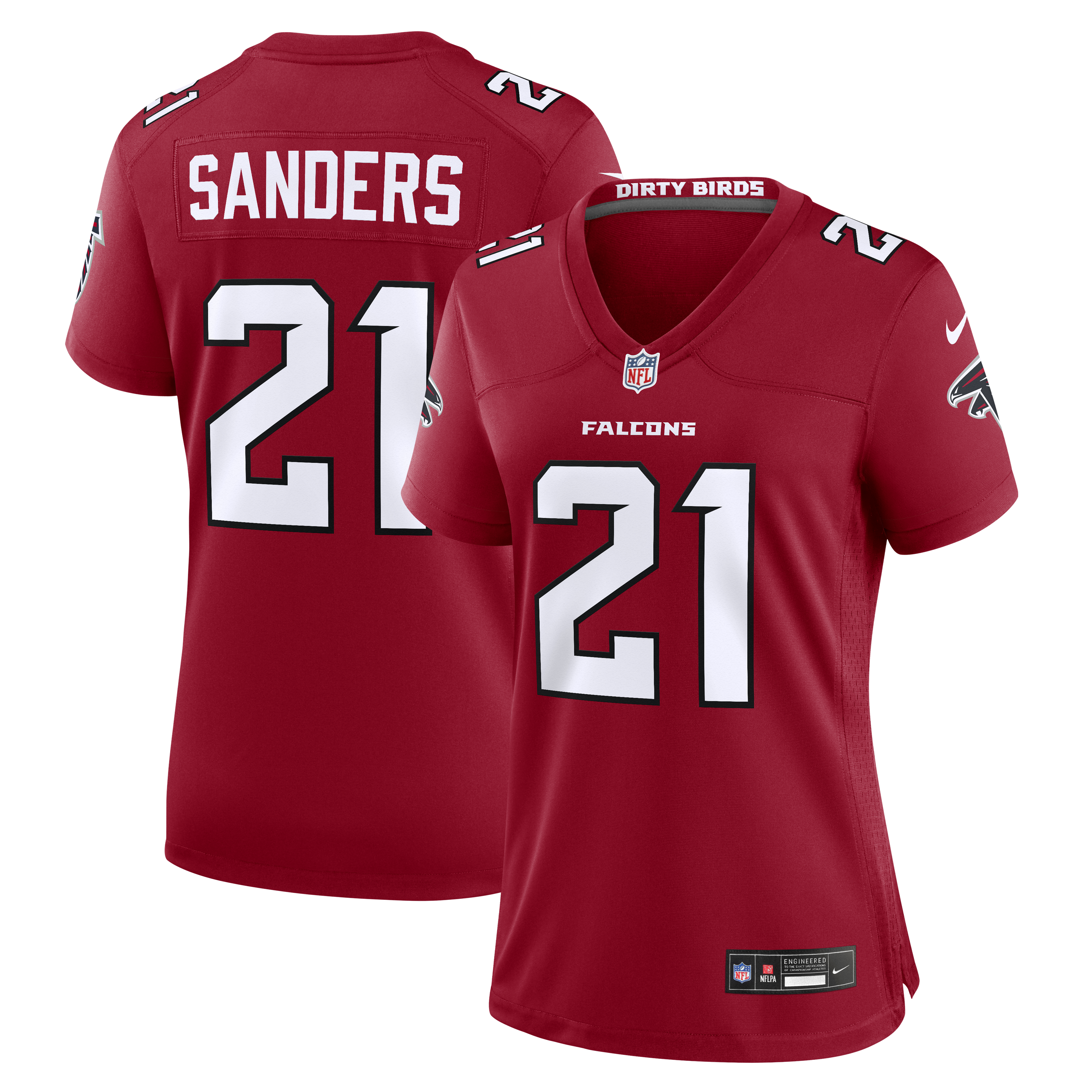 Deion Sanders Retired Atlanta Falcons Game Jersey Red NFL Football Fan Wear