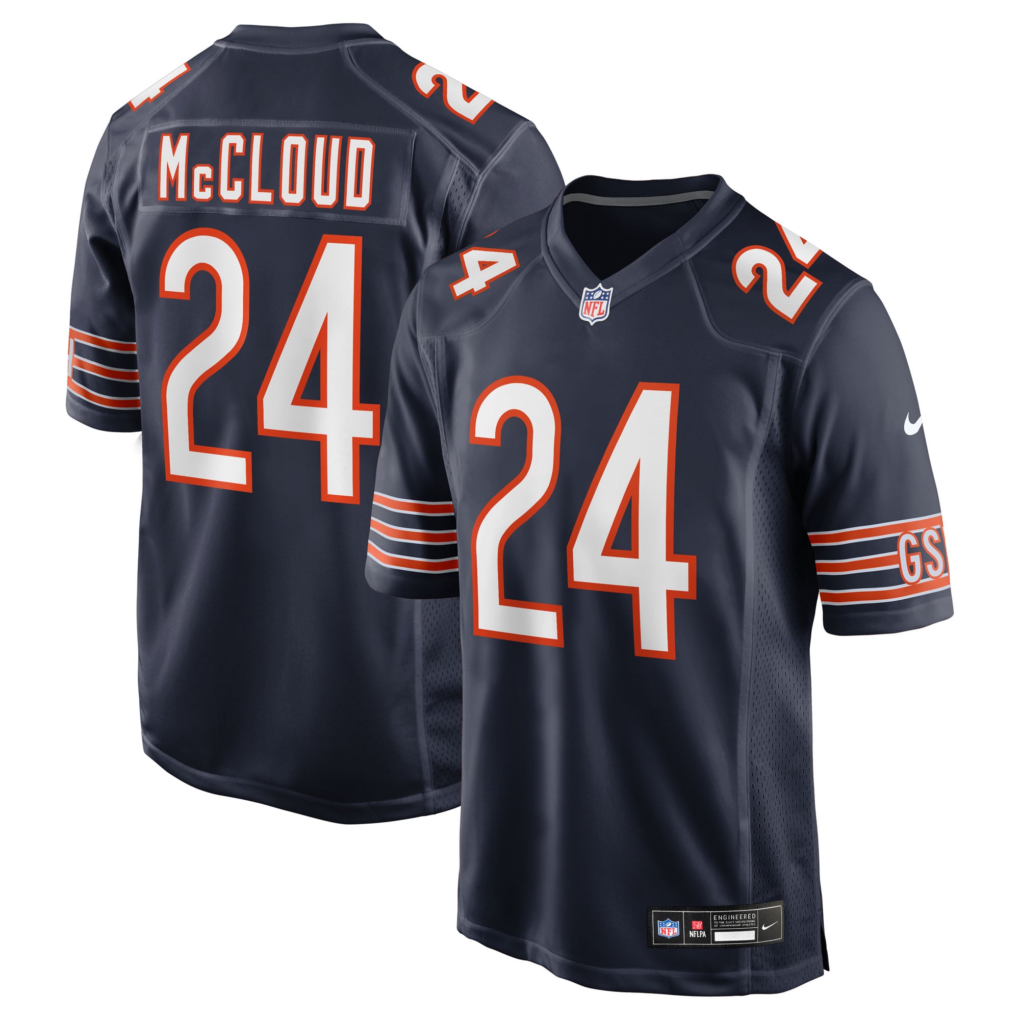 Nick McCloud Chicago Bears Game Jersey Navy NFL Football Fan Wear