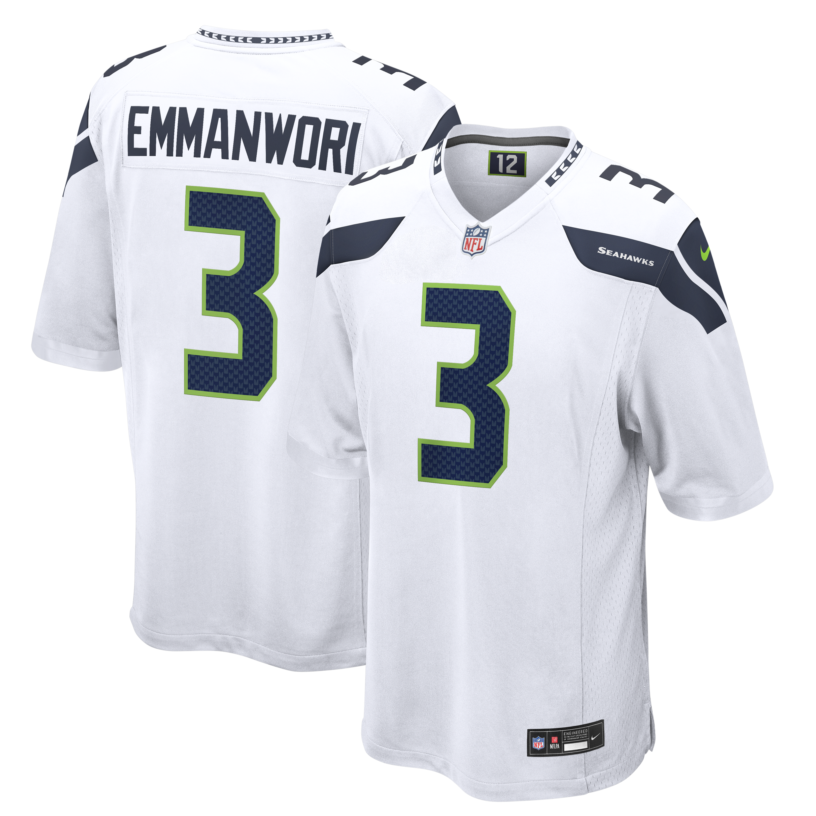 Nick Emmanwori Seattle Seahawks Game Jersey White NFL Football Fan Wear Nick Emmanwori