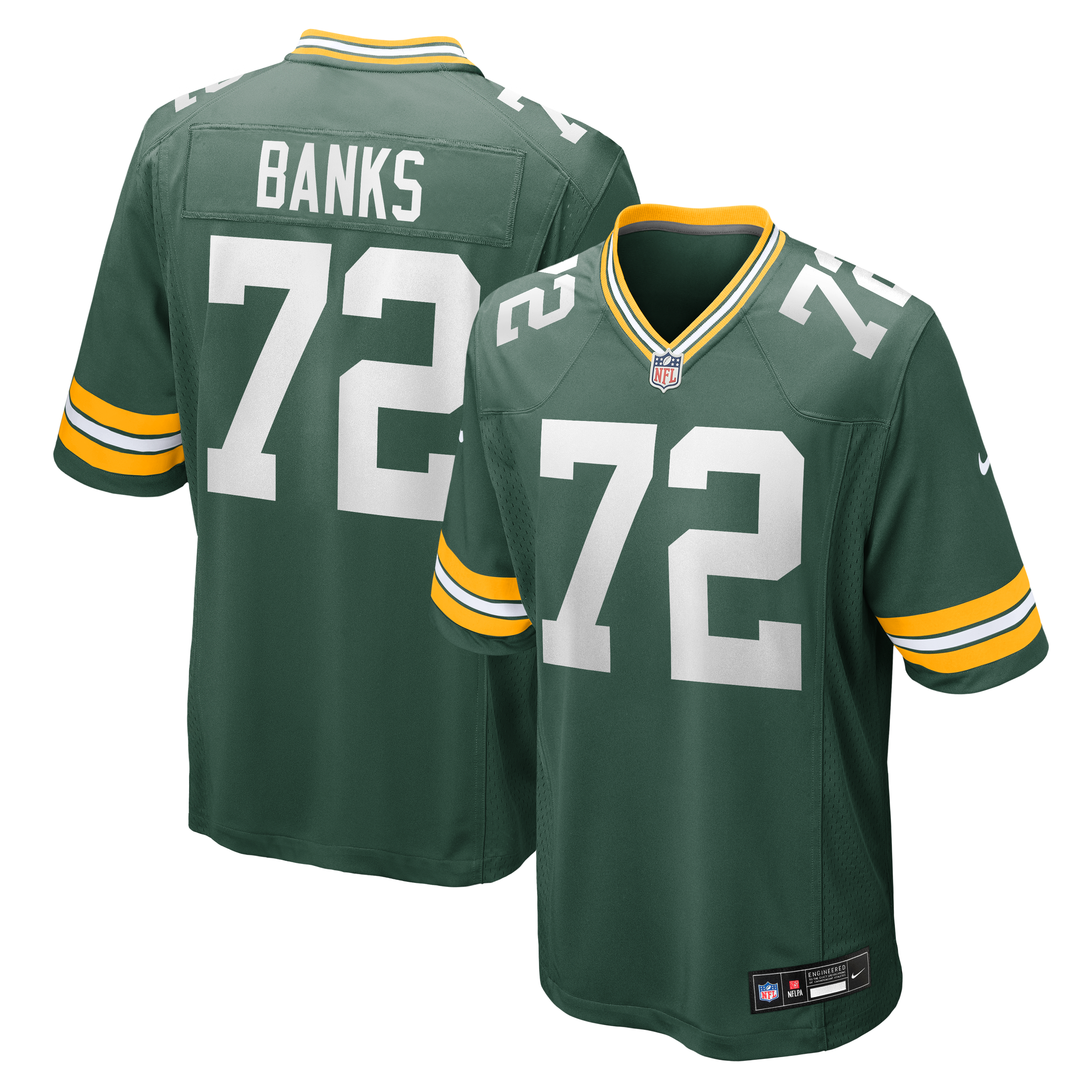 Brant Banks Green Bay Packers Game Jersey Green NFL Football Fan Wear Brant Banks