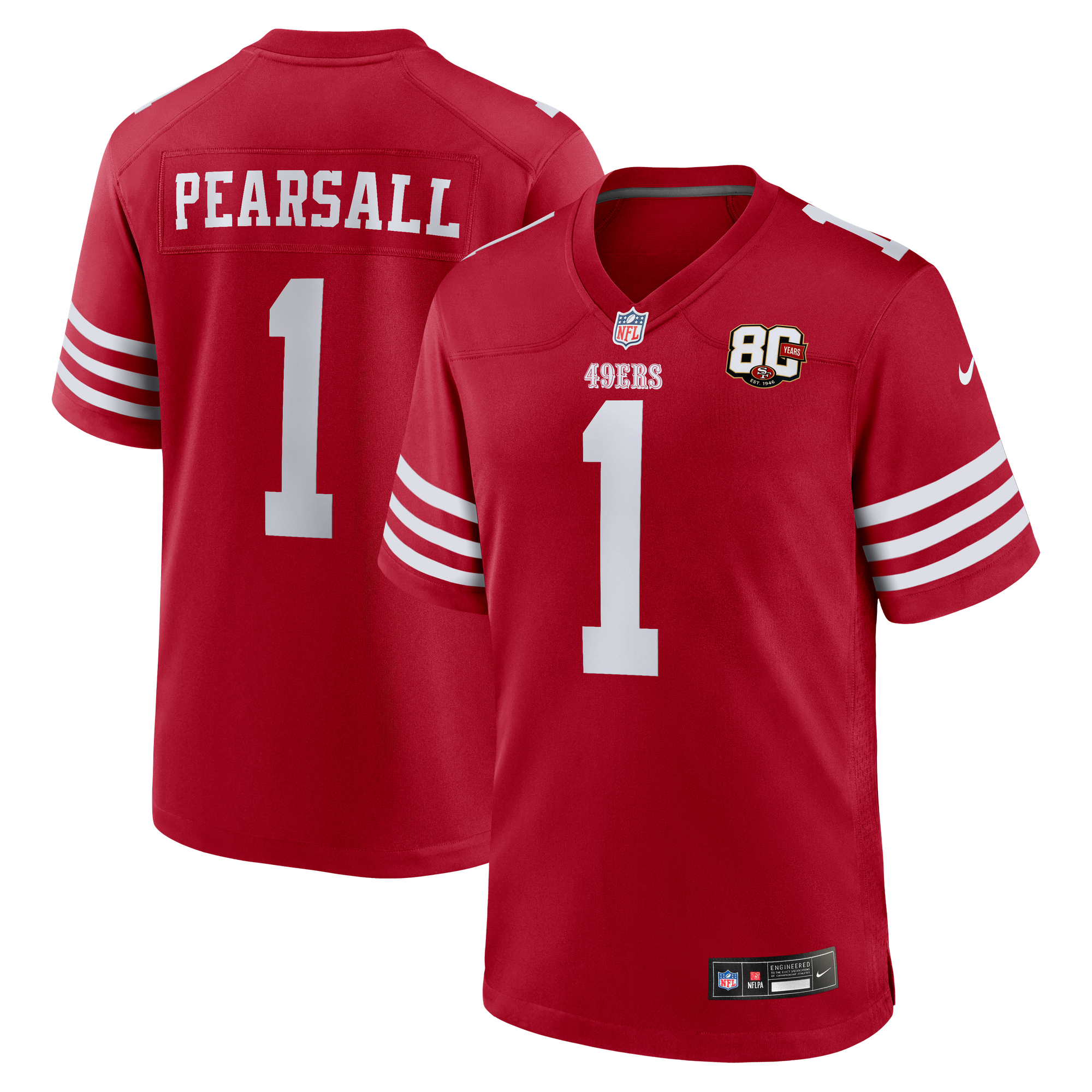 Ricky Pearsall San Francisco 49ers Game Jersey Scarlet NFL Football Fan Wear