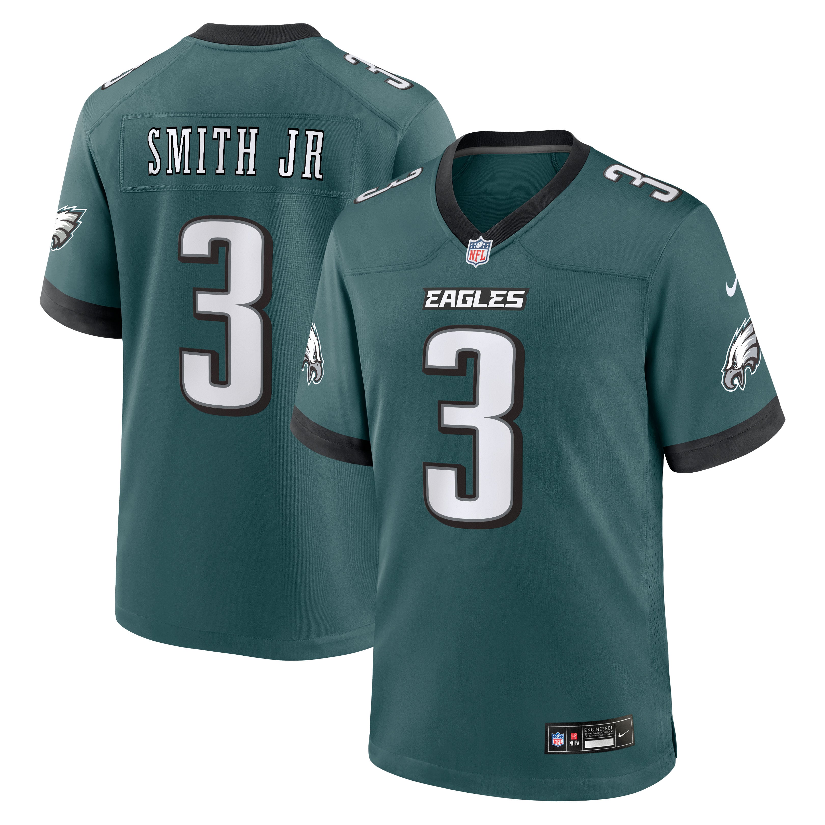 Nolan Smith Jr Philadelphia Eagles Game Jersey Midnight NFL Football Fan Wear