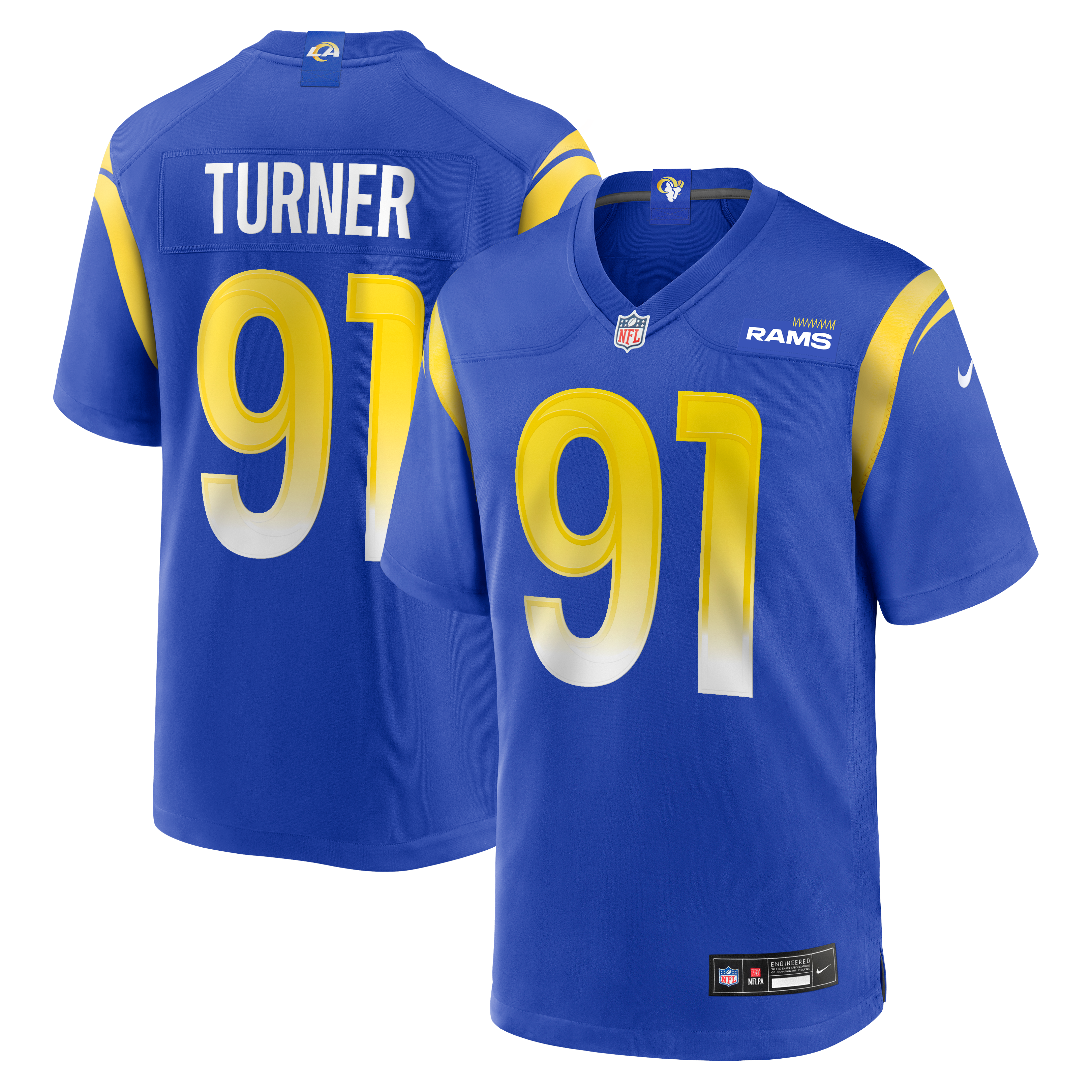 Kobie Turner Los Angeles Rams Game Jersey Royal NFL Football Fan Wear Kobie Turner