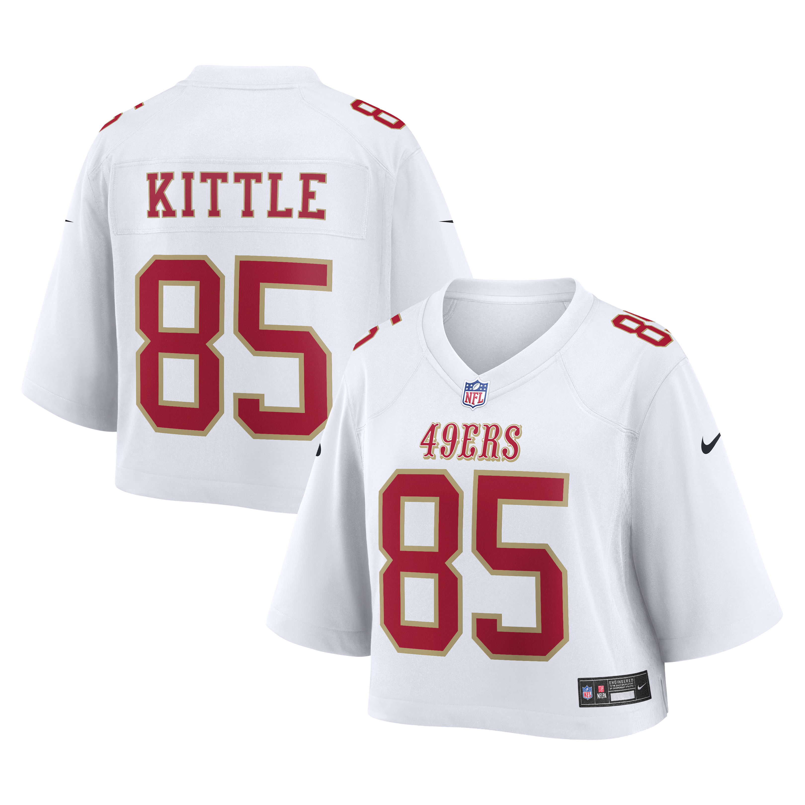 George Kittle Cropped San Francisco 49ers Game Jersey White NFL Football Fan Wear
