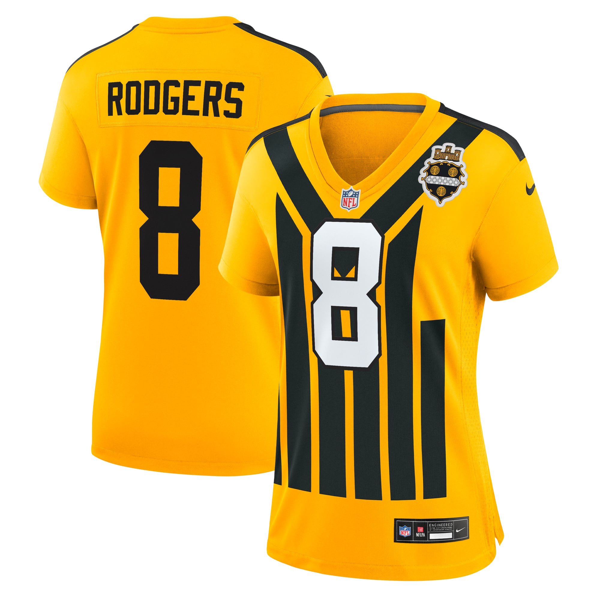 Aaron Rodgers Pittsburgh Steelers Game Jersey Gold NFL Football Fan Wear Aaron Rodgers